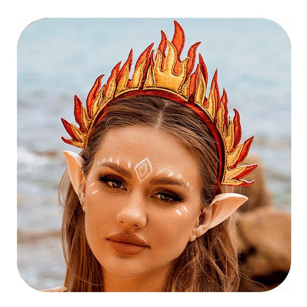BARTOSIFlame Headband Halloween Headbands Flame Fire Halo Crown Goddess Headdress Costume Headpiece Headwear for Cosplay Party