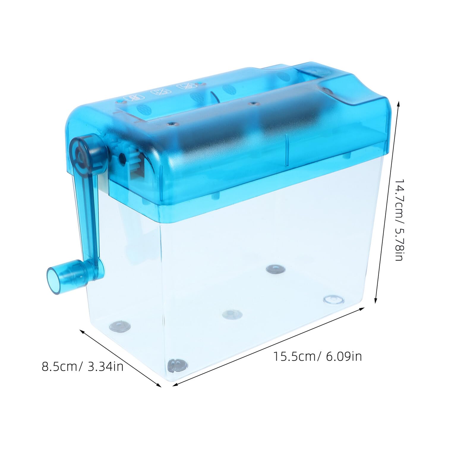 WOONEKY Destructeur de Documents Manuel Portable Bleu Broyeur de Papier de Bureau Compact et Anti-Usure pour Factures Reçus Enveloppes Accessoire de Bureau et Maison