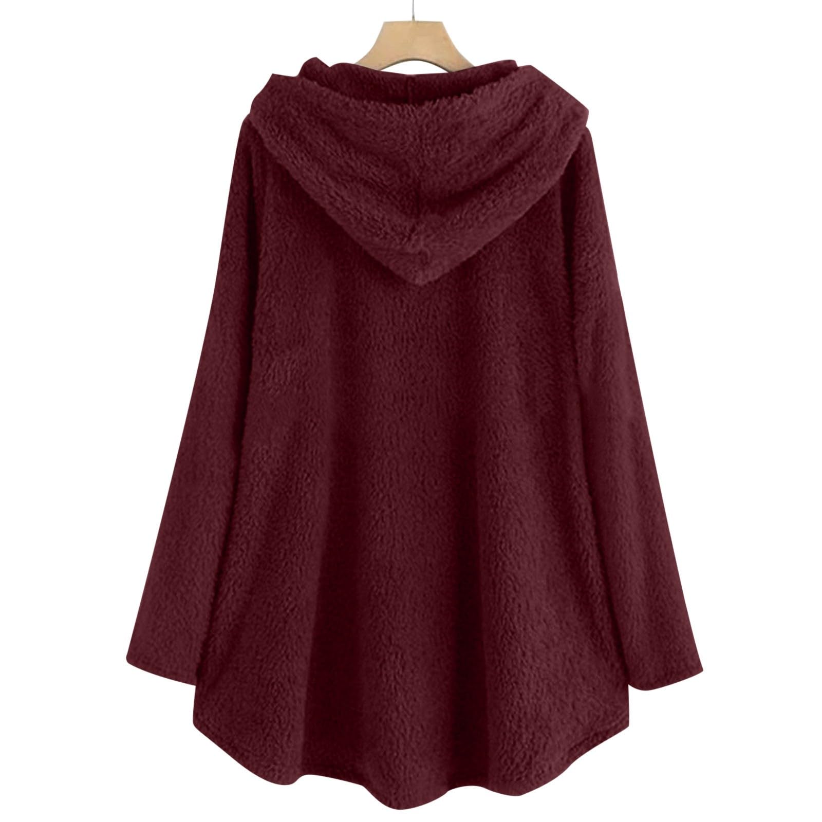 Thermo-Shirt für Damen, mit Kapuze, Fleece, Herbst/Winter | Damen Pullover Langarm Sweatshirts Lässig Weich Warm Kleid Einfarbig Lange Tops Sweater Plus Size Sweatshirt