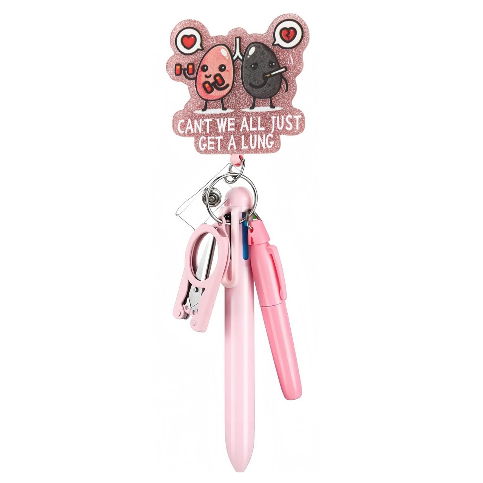 5 In 1 Nurse Pen Set Badge Reel Holder Accessories Clip - Retractable ID Badge Clip Reels Holder Name Holder Keychain Ballpoint Pen Folding Scissors for Students RN CNA LPN Healthcare Professionals