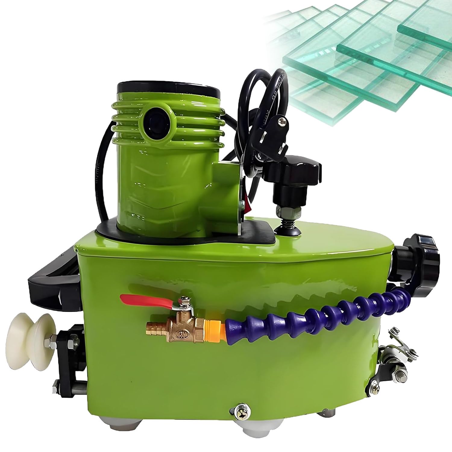 Qiang Molatrice Elettrica per Bordi in Vetro 800 W,Molatrice per Bordi in Vetro Bisellati E Dritti 8000 Giri/Min,Molatrice per Lucidatura Bordi in Vetro,con 8 Mole Diamantate Green Allsizes