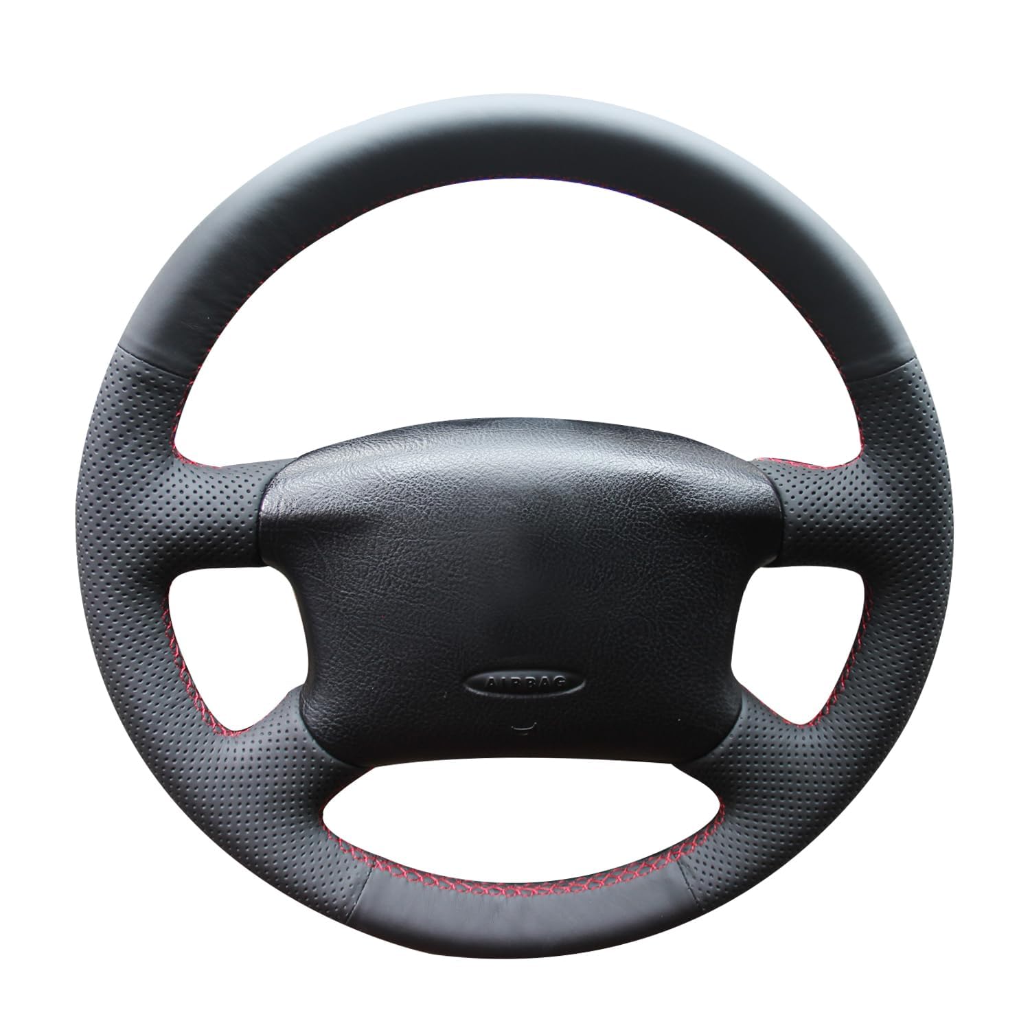 MEWANT Passgenauer Lenkradbezug zum Nähen für Golf 4 Passat B5 | Golf 4 / Passat B5 / Variant / Sharan / Bora T4 T5 / Hand Nähen Mikrofaser Leder Atmungsaktiv Für Beheizte Lenkräder