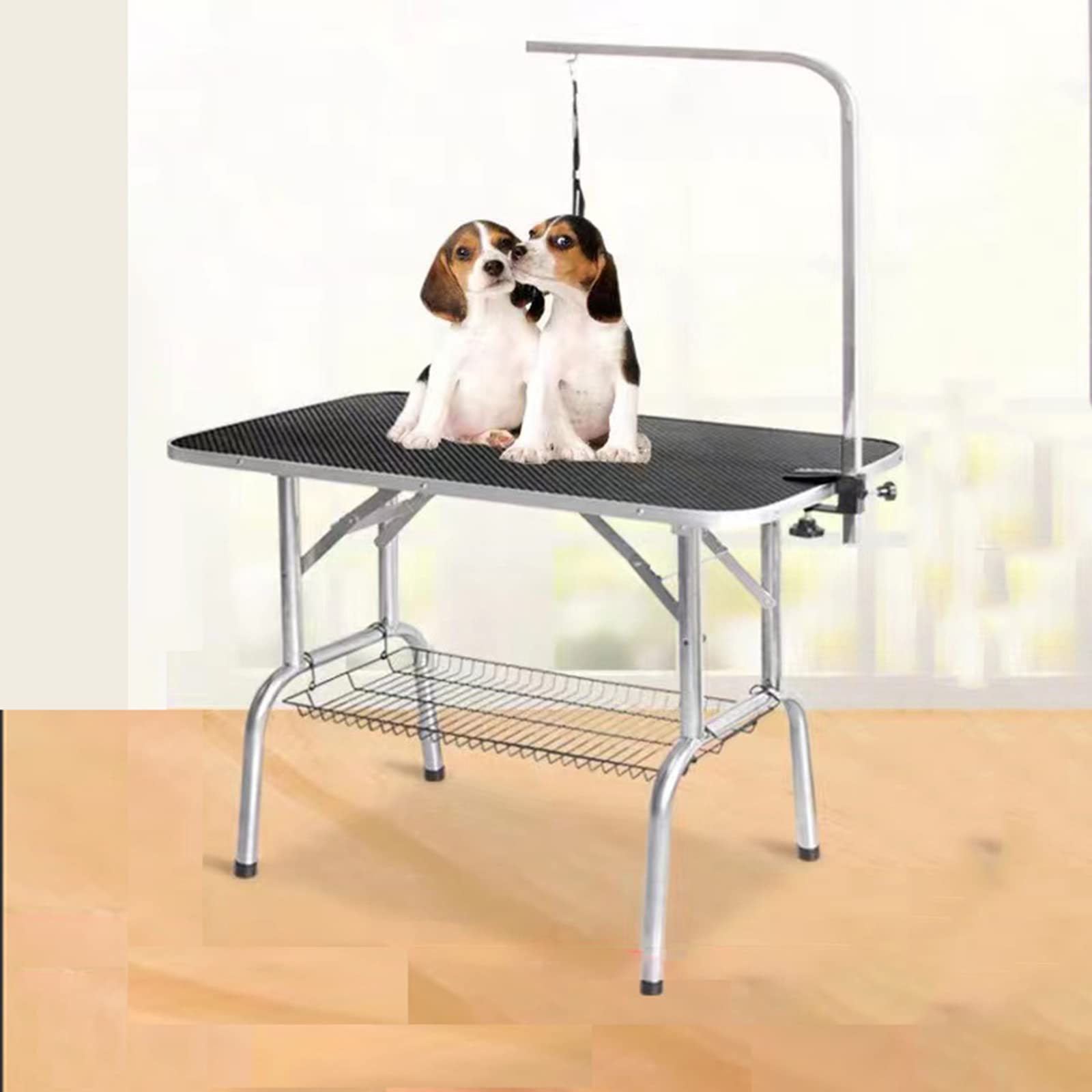 Tavolo da toelettatura per Cani da Compagnia Tavolo da toelettatura Pieghevole da 31 Pollici con bracciolo, Cappio e Vassoio in Rete per toelettatura di Cani e Gatti, capacità Massima Fino a 330 lib