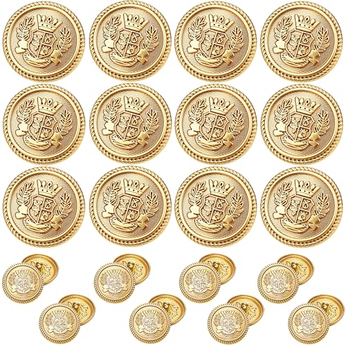 Gold Buttons for Blazer 28pcs Metal Blazer Buttons for Clothes 18mm/0.7IN 23mm/0.9IN Replacement Shank Buttons Sewing for Suit Coat Sweater Jacket DIY Crafts