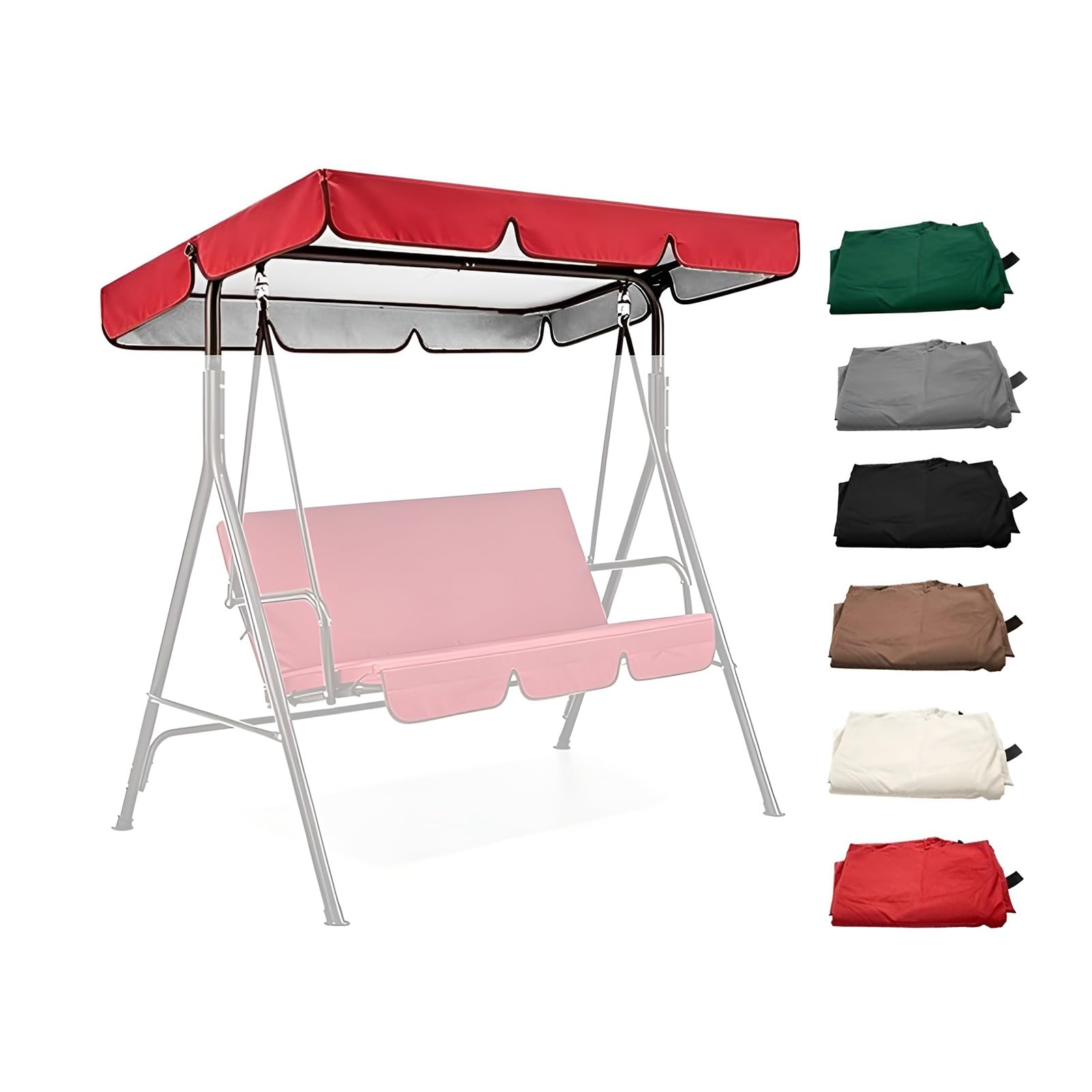 Toile de Rechange pour Balancelle, Toit de Balançoire, Imperméable et Anti-UV Housse de Remplacement pour Balancelle de Jardin 2 à 3 Places(Rouge,195x125x15cm/77x49in)