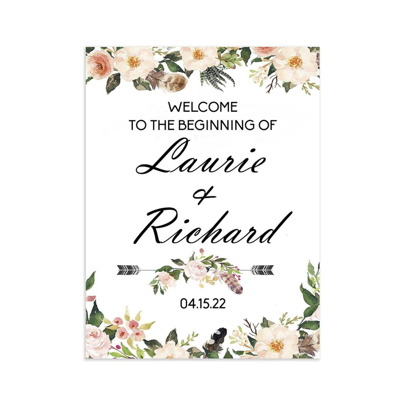 Amazon.com: RainSunshine Personalized Wooden Welcome Sign Welcome to Our  Beginning Entrance Sign Rustic Engagement Wedding Ceremony Reception  Decorations - 18x24 inch : Home & Kitchen