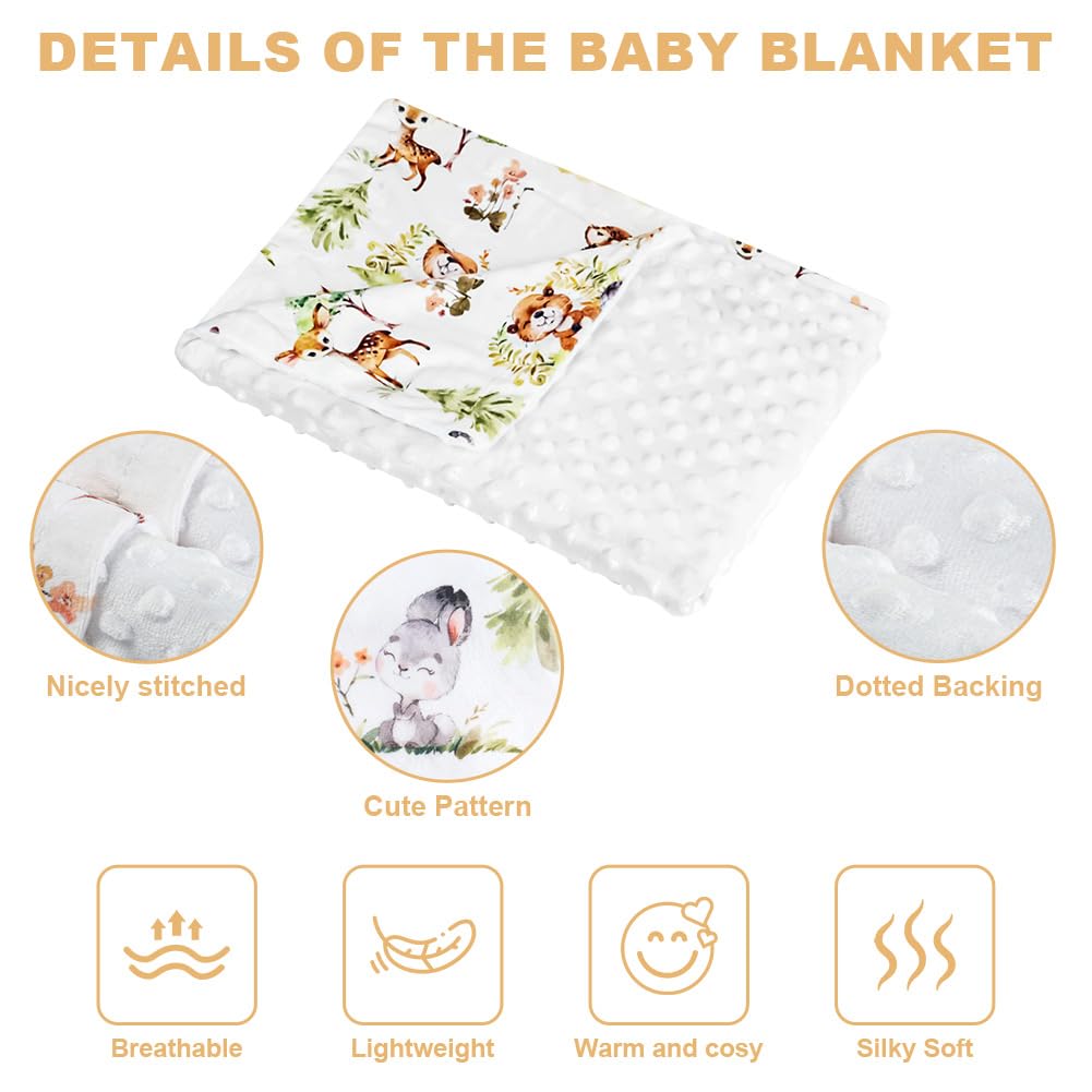 HOTUT Baby Blanket,Soft Baby Pram Blanket 75x100cm,Soft Plush with Dotted Backing,Cute Silky Plush for Boy Girl Infant Toddler Crib Cot Stroller,Kids Newborn Gifts - Image 3