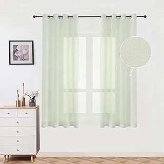 siciliano Sheer Curtains Faux Linen Grommet Semi-Sheer Textured Voile Draperies Window Treatment for Bedroom Living Room S...