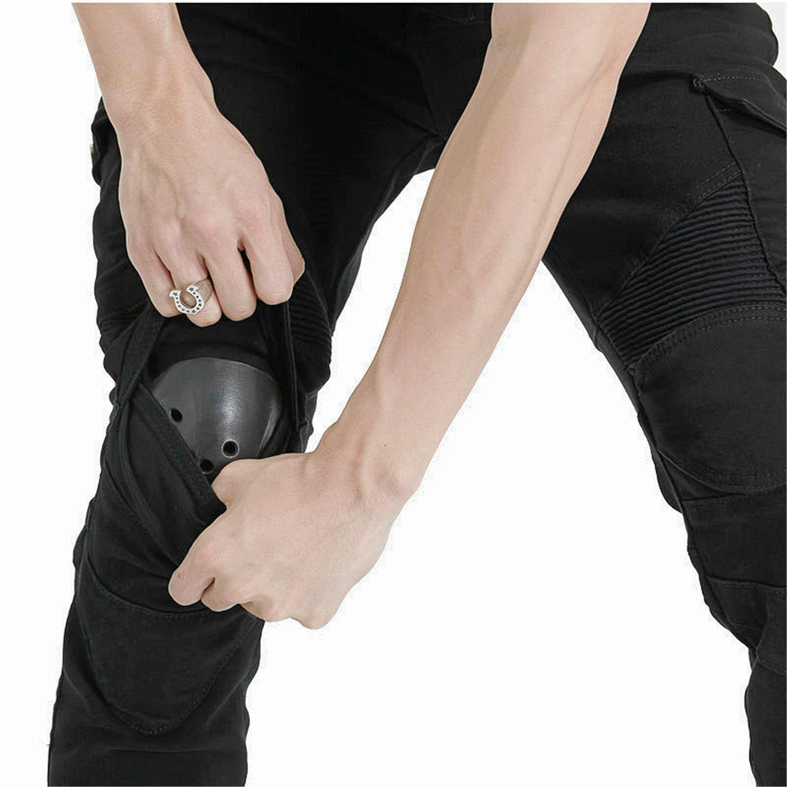 Pantaloni da Moto da Uomo,Moto Biker Jeans Pantaloni Protezione Armature Motorcycle Pants da Ciclismo,Impermeabili Cargo Pantaloni da Corsa (Nero,L)
