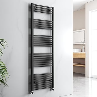 EMKE Black Towel Rail for Bathrooms 1600 x 500mm - Modern Straight Heated Radiator, Versatile Wall/Floor Mounted