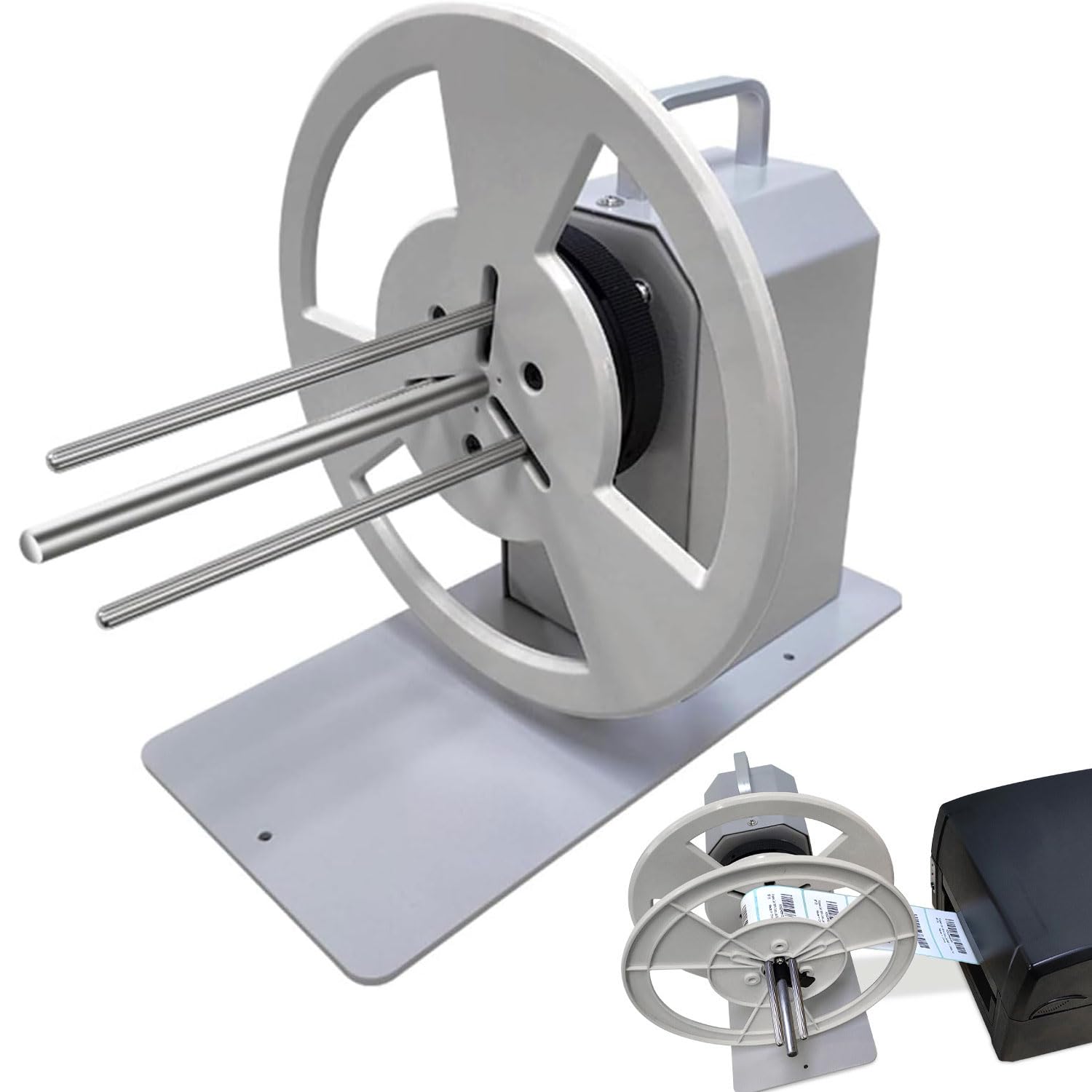 ZMJGLL Automatic Label Rewinder,Adjustable Speed Tag Winding Machine,Double Baffle 230mm Diameter,Rewinding Width Degree 120mm,Paper Tube Inner Diameter 25-76 Mm