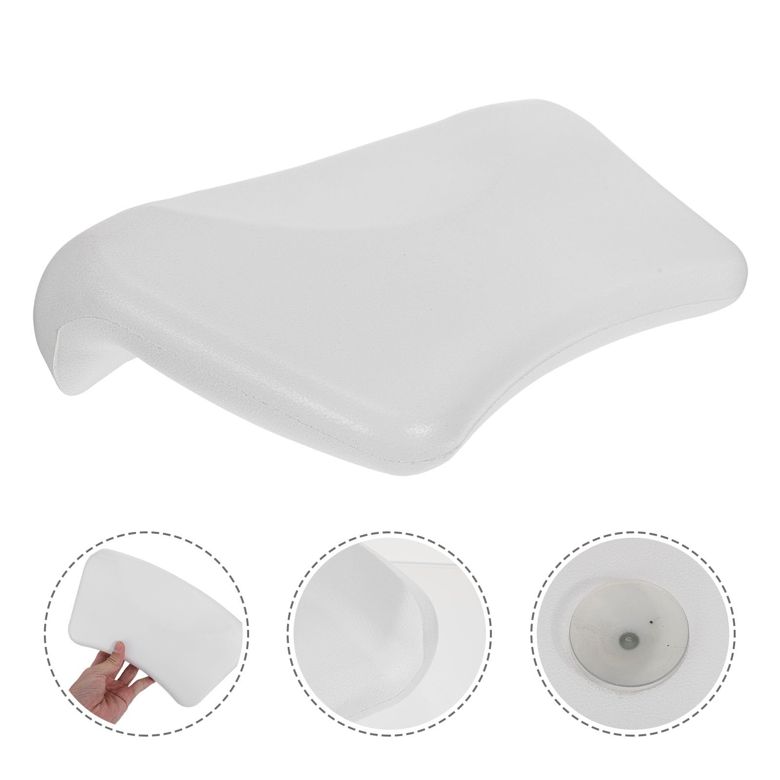 Artibetter Cuscino da Bagno Ventose in Pu Bianco Morbido e Resistente Supporto Ergonomico per Collo e Testa per Saloni di Bellezza e Bagno