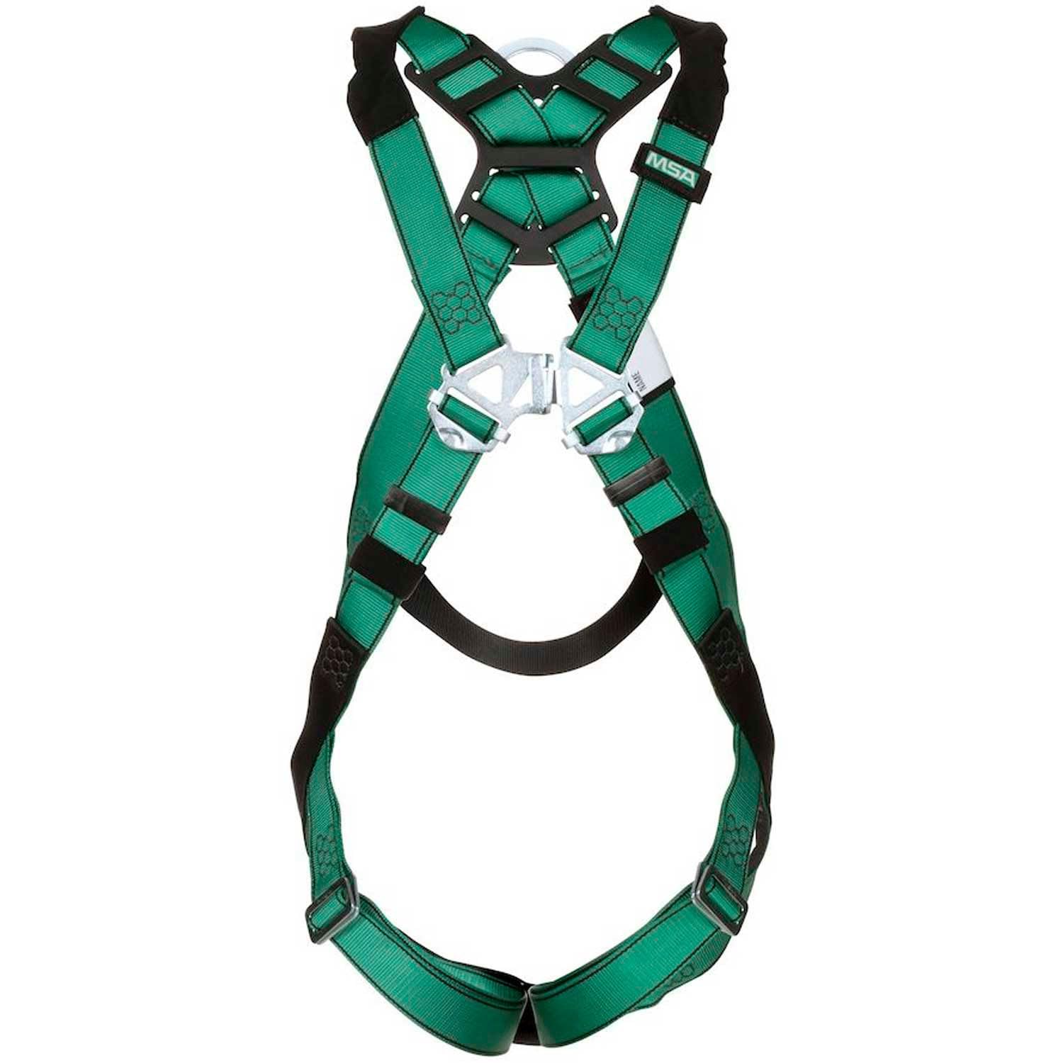 MSA 10196642 V-Form Full Body Safety Harness - Size: Standard (Medium), D-Ring Configuration: Back, Tongue Buckle Leg Straps, Color: Green, Full Body Harness, Durable