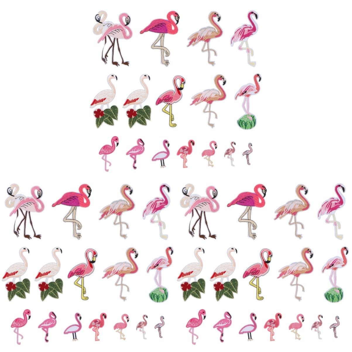 Ciieeo 48stücke Teiliges Set Flamingo Aufnäher Gestickte Bügelpatches Für Kleidung Taschen Und Mehr Dekorative Accessoires Zum Aufbügeln Und Aufnähen Für Kreative Reparaturen Und