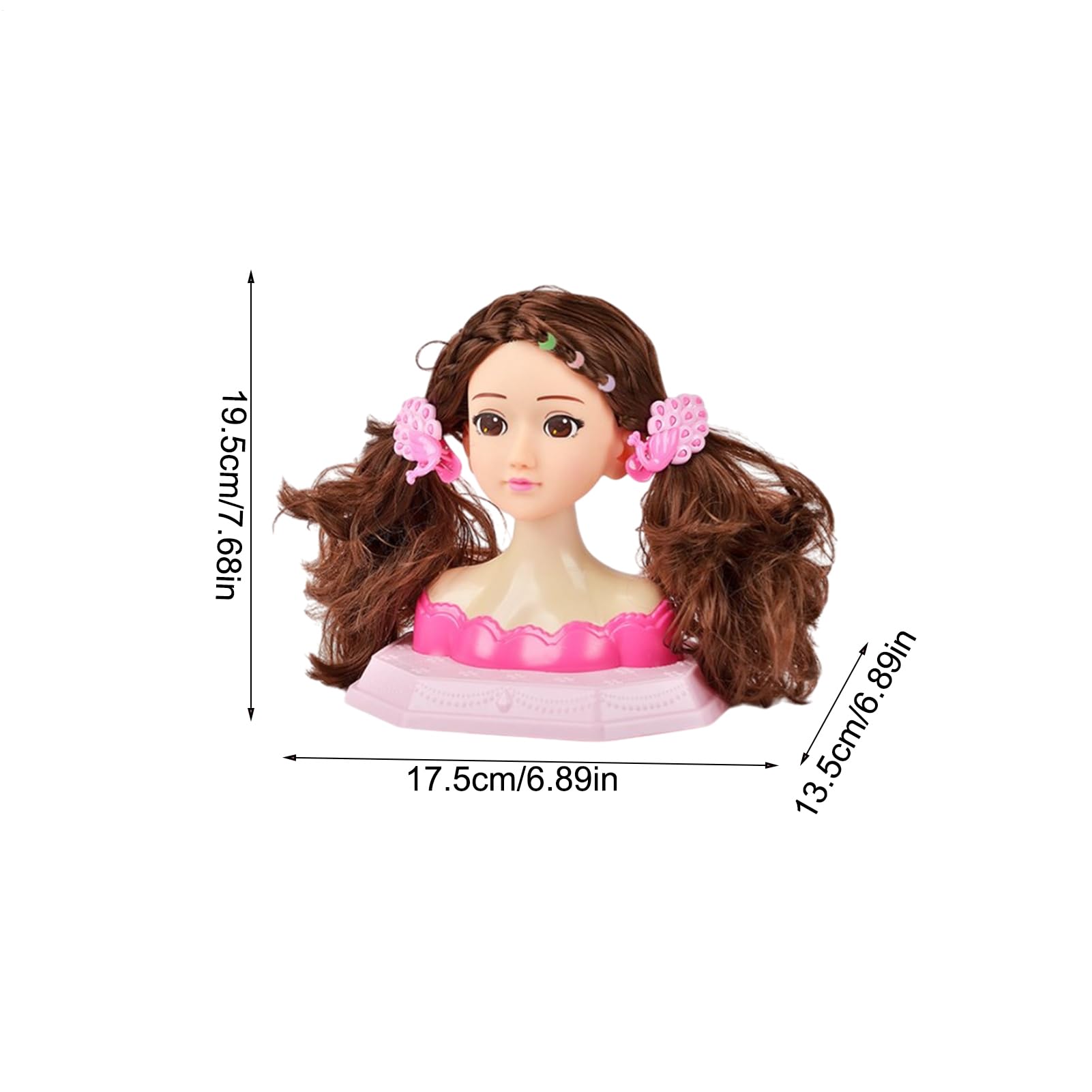 Giocattolo per lo styling dei capelli per bambine, 26 x 19 cm, in materiale ABS, morbido e sicuro, testa di manichino per trecce, taglio, trucco, gioco di apprendimento per parrucchieri in età