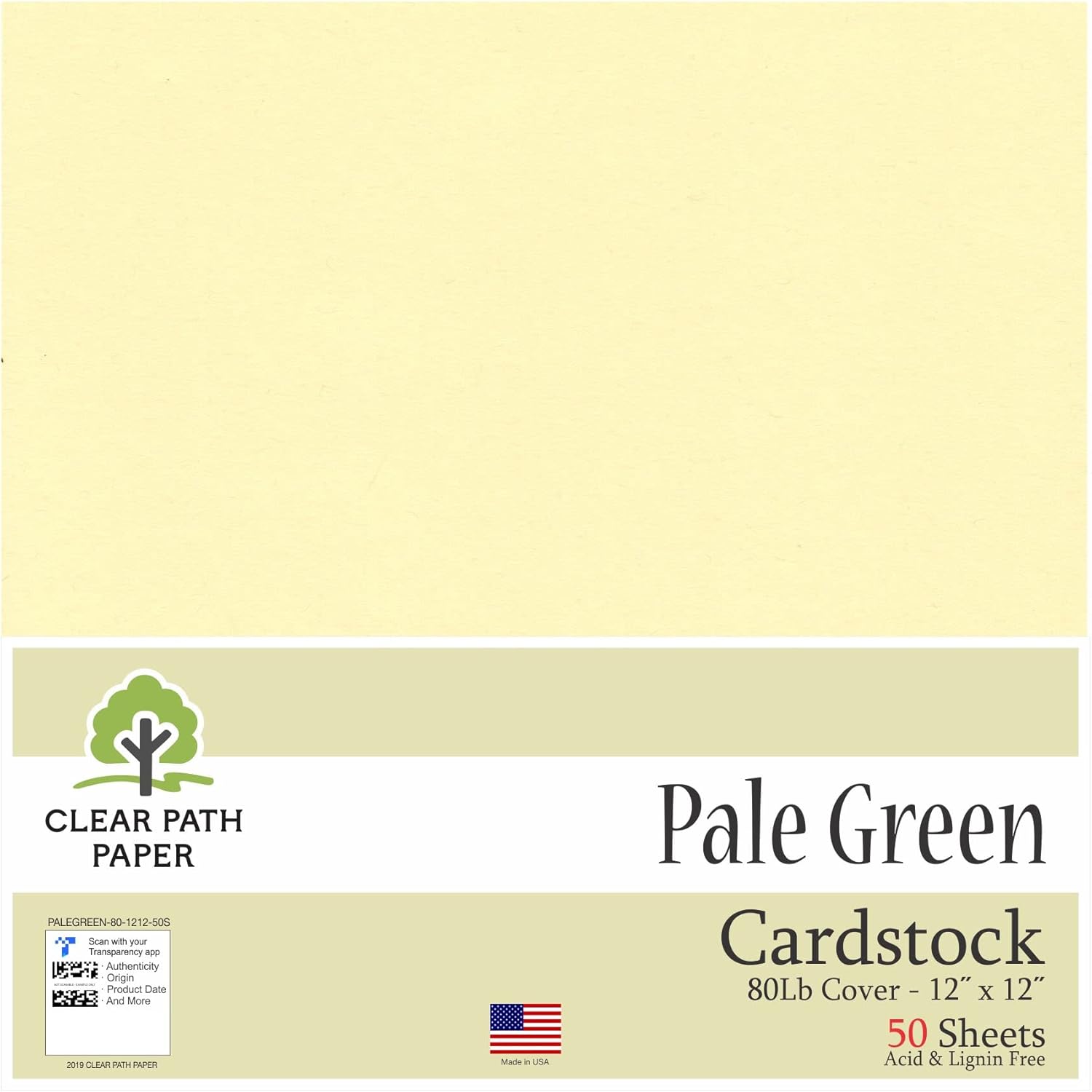 Pale Green Cardstock 12 x 12" / 30,5 cm x 30,5 cm 80Lb Cover