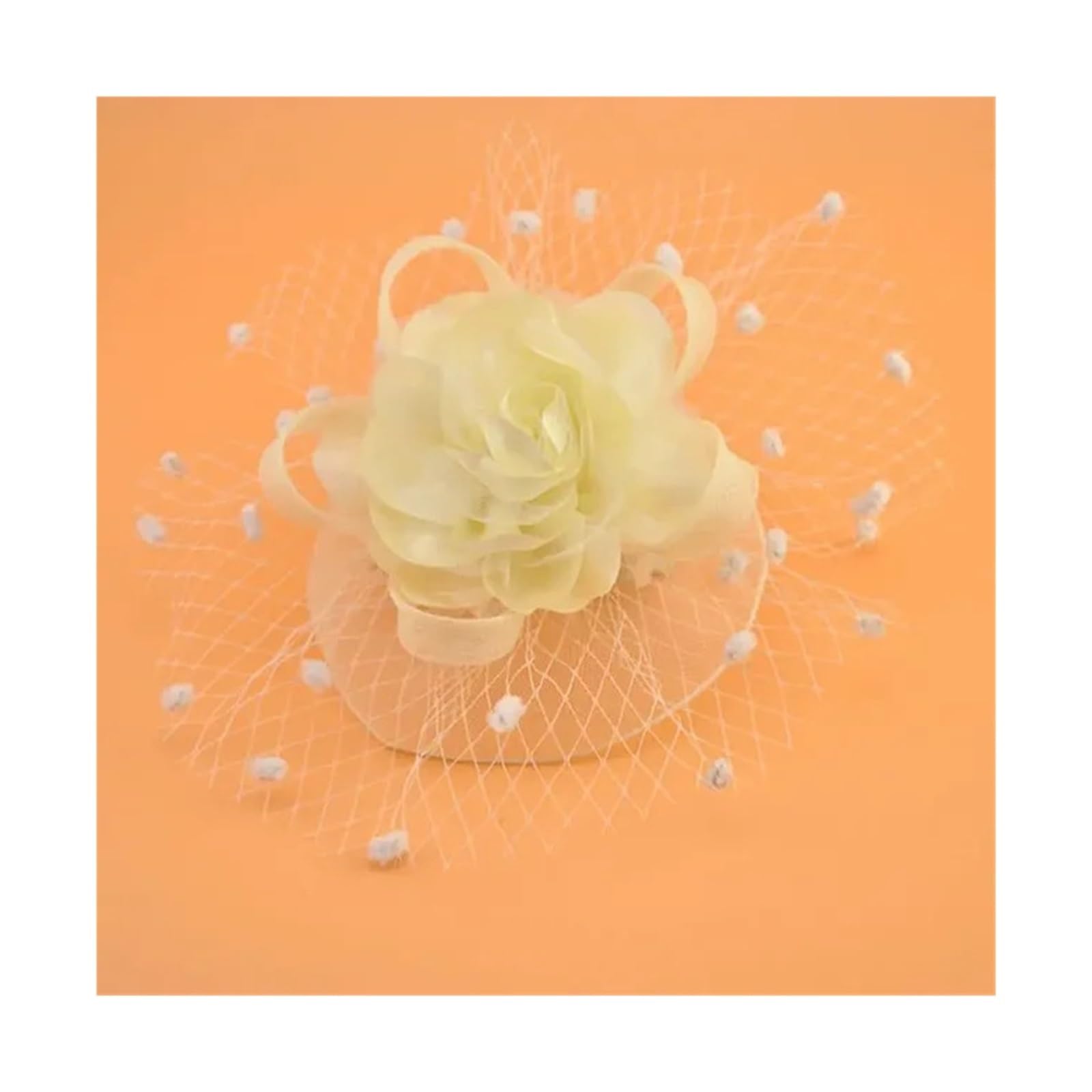 UALXPAO Wedding Hats Women Mesh Fascinator Cocktail Tea Party Hat Hair Accessories Wedding Church Headwear with Veil Flower Dots for Tea Party,Weddings(Color4)