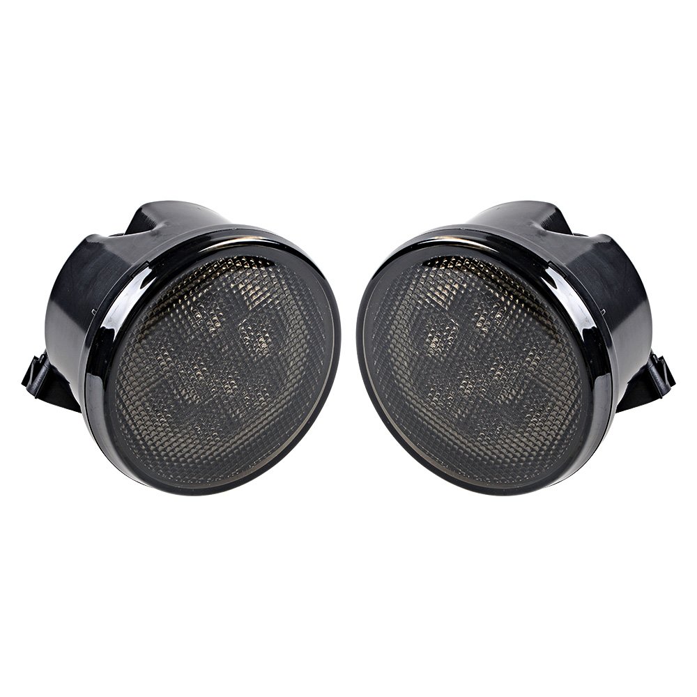 Astra Depot 2pcs Amber Smoke Front LED Turn Signal Indicator Lights Compatible For 2007-2017 Wrangler JK JKU