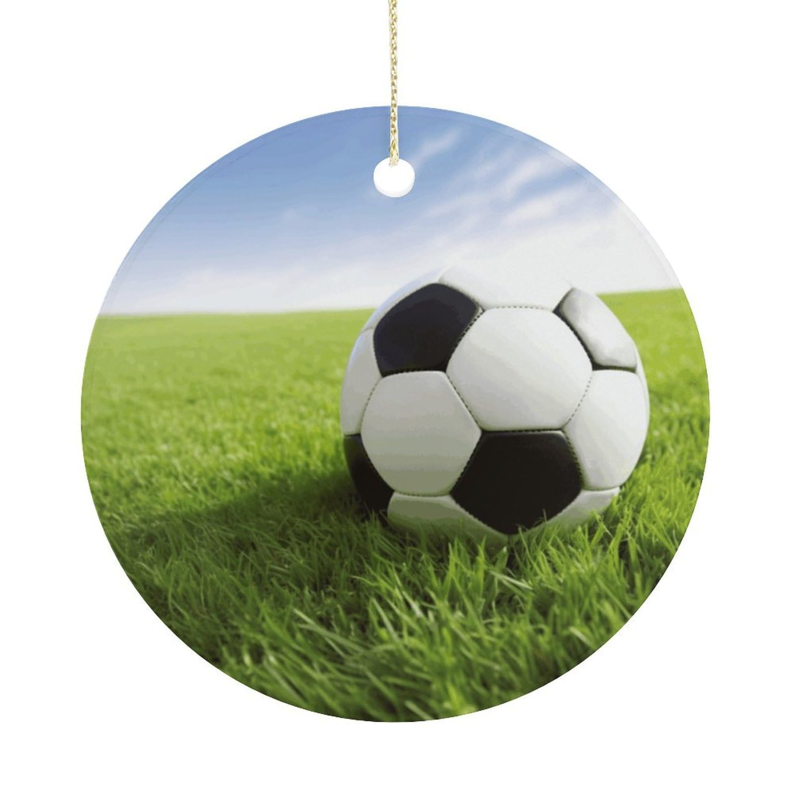 Adfgyerh Women's Style Soccer Ball On Grassy Hanging Ceramic Ornaments, Christmas Tree Decorations, Funny Home Decor Gifts For Sisters & Work Best Friends