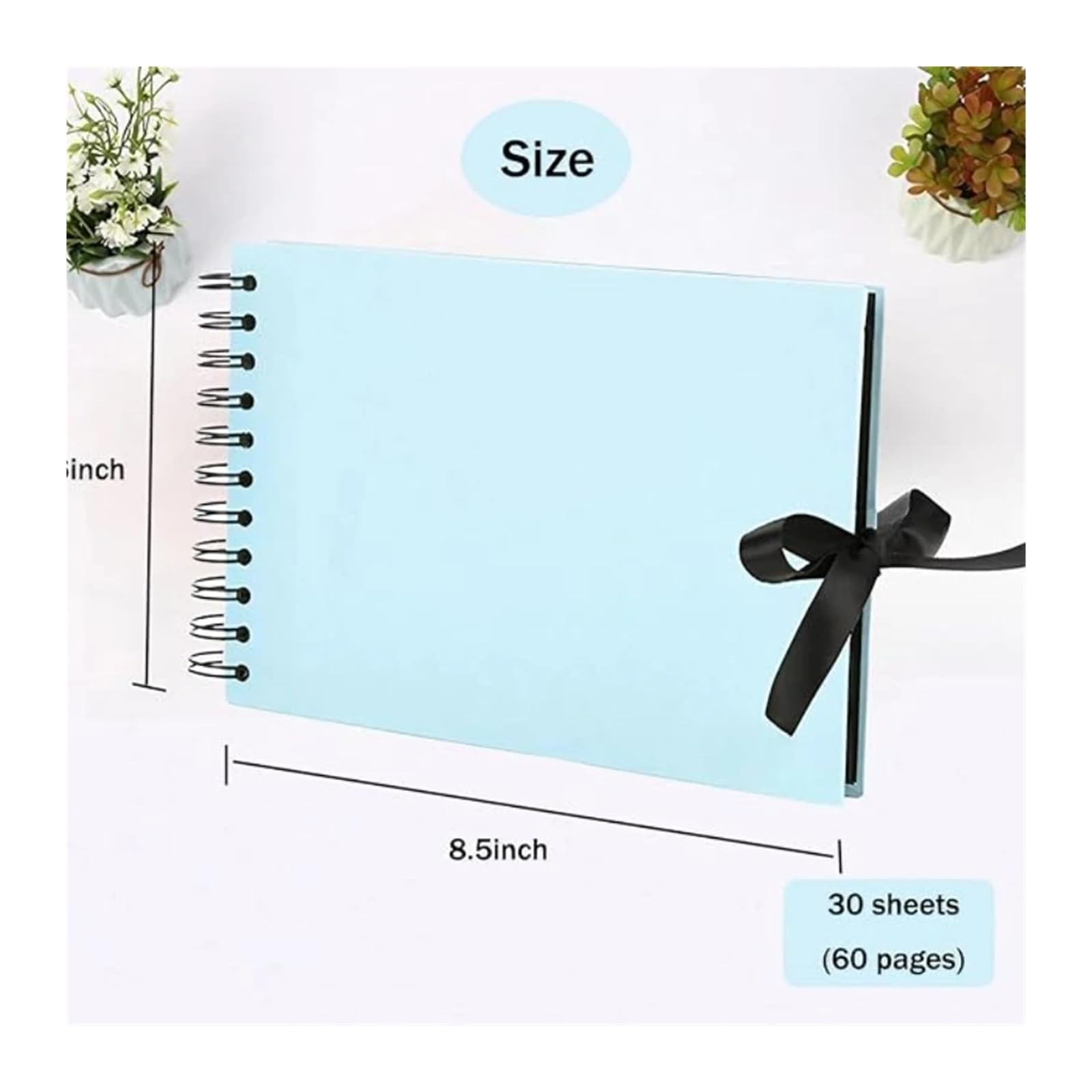 Album Photo Scrapbooking Album Photo de Scrapbooking A5 6 Pouces Accessoires de Livre d'or 60 Pages Noires Livre de Souvenirs de Scrapbooking(Blue)
