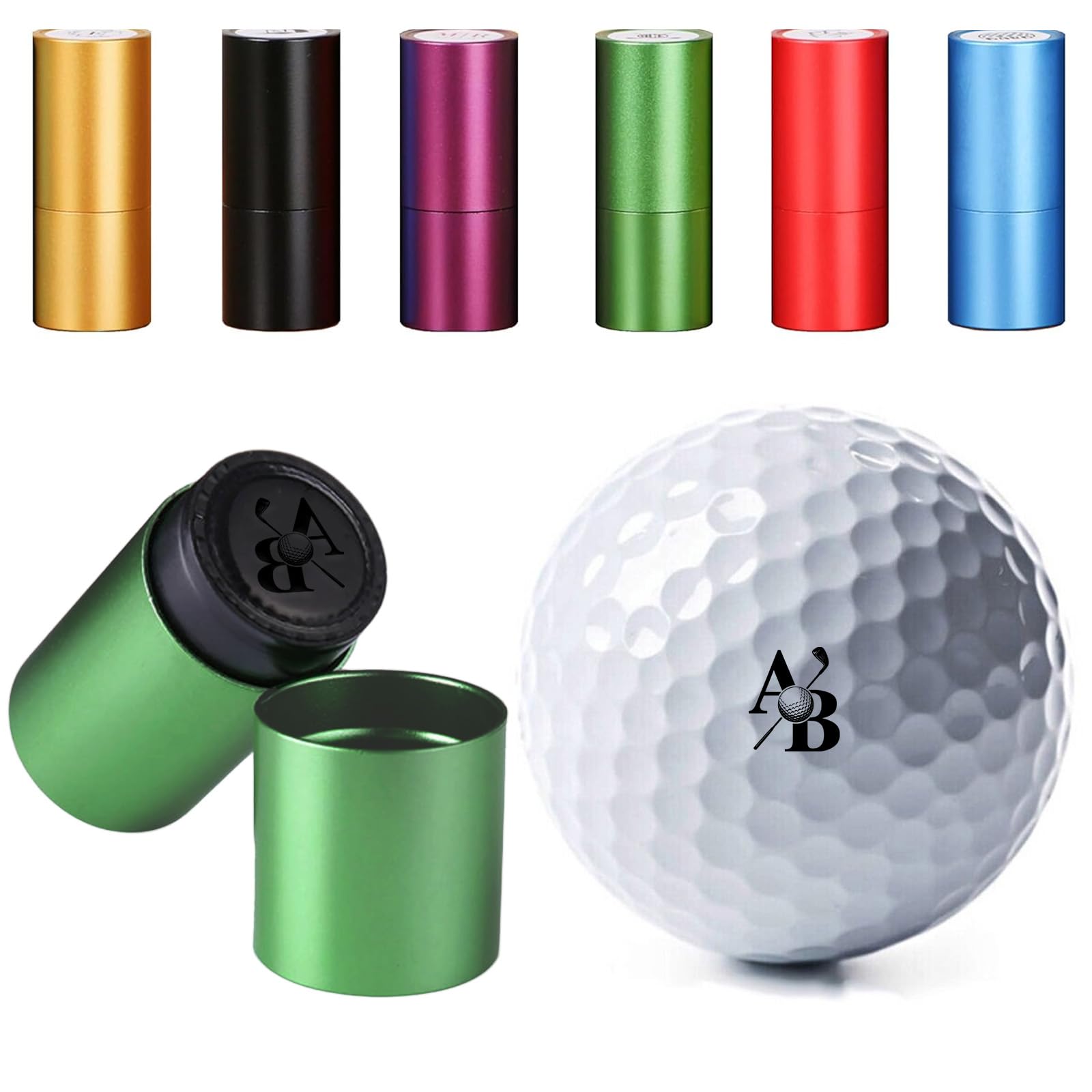 KAINSY Custom Golf Ball Stamp - Personalized Golf Ball Stamp - Golf Ball Stamp Markers with Logo Monogram - Waterproof Ink Customizable Golf Ball