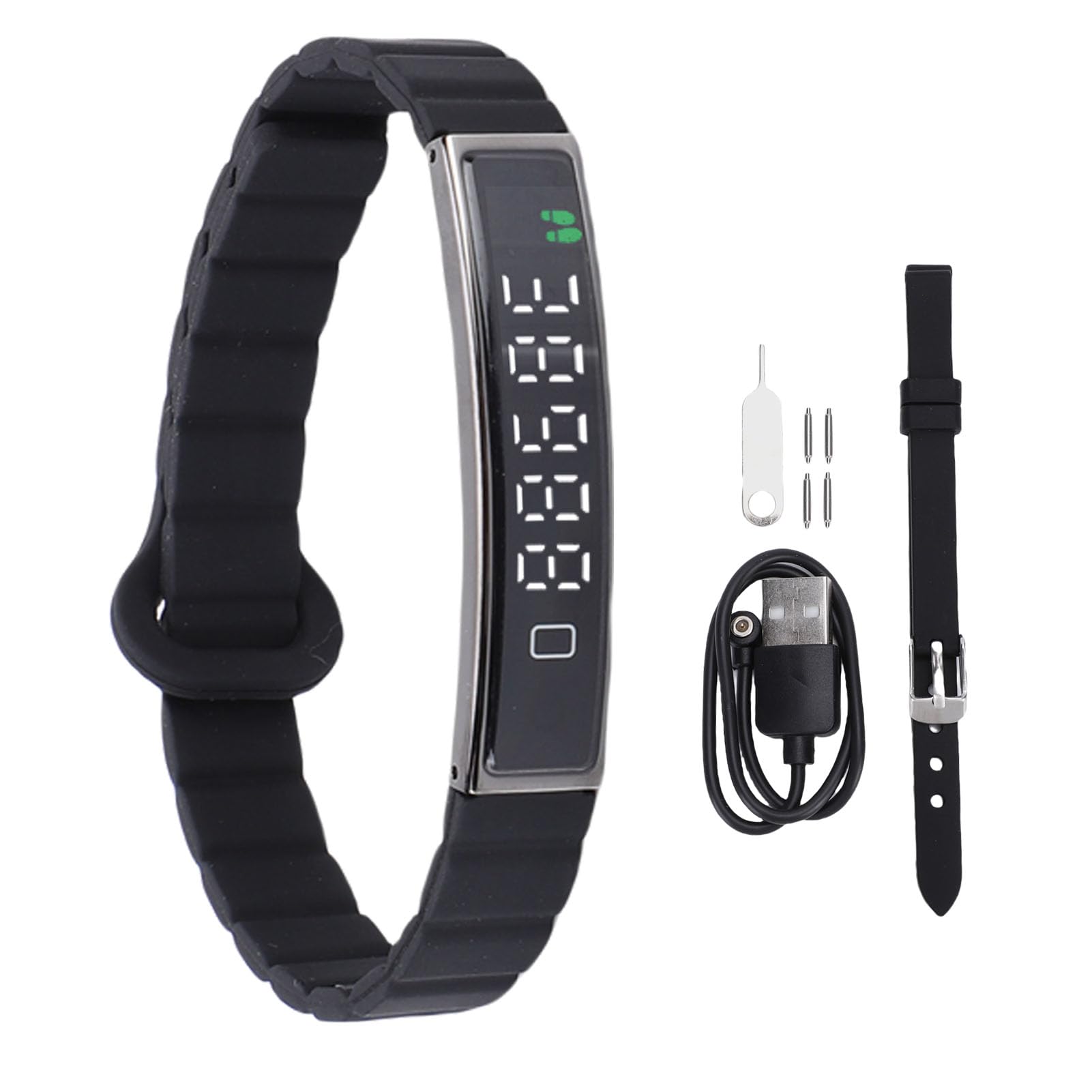 Annadue Bracelet Connecté Intelligent, Tracker d'Activité Fitness avec Compteur de Pas, Étanche, Prise de Photos à Distance, Noir