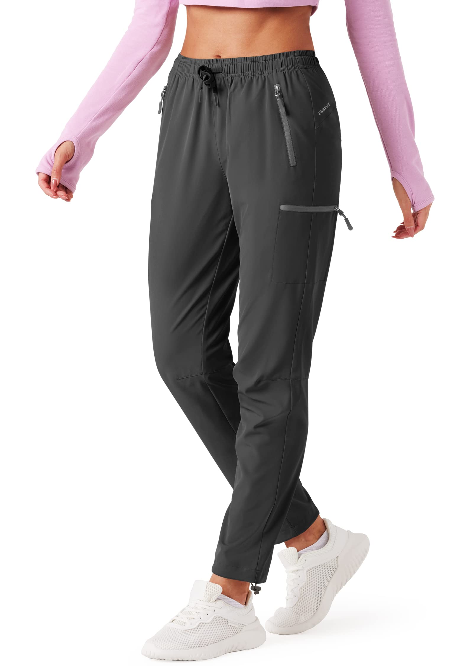 URBESTWomen's Hiking Cargo Pants Outdoor Lightweight Quick Dry Water Resistant UPF 50+ Capris Pants with Zipper Pockets