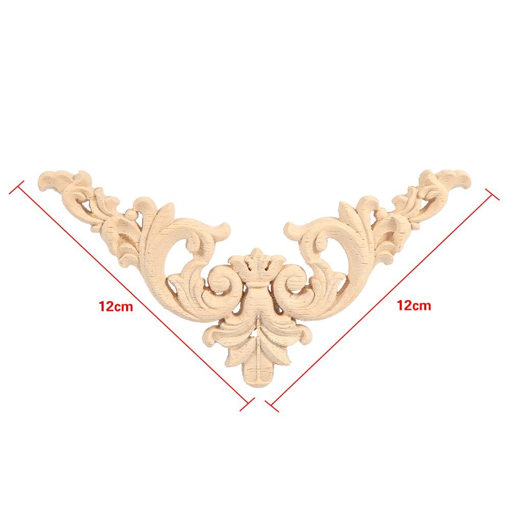 Applique per mobili in legno intagliato, 4 pezzi, applique per angoli, decorazioni per porte di casa fai da te fatte a mano (12 * 12)