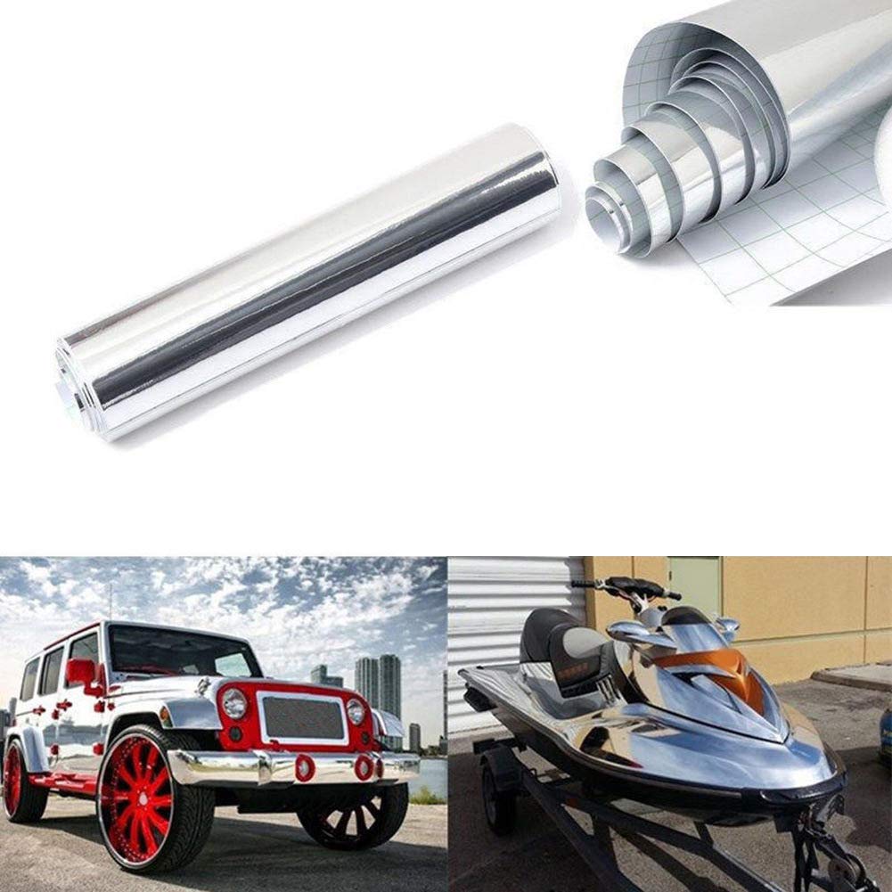 Derkoly 152x15cm Waterproof UV Protected Auto Vinyl Wrap Film Car Sticker Decal Sheet - Electroplated Silver