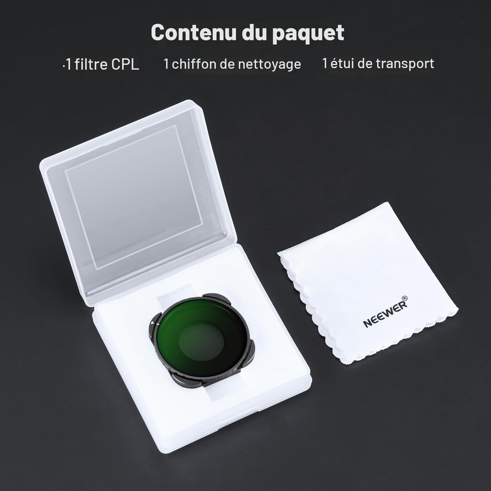 Neewer Filtre CPL Rotatif pour Hero 13, Multicouche, Verre Optique HD, Filtre polarisant Circulaire réglable, Compatible avec GoPro Hero 13 12 11 10 9, FL-GP23