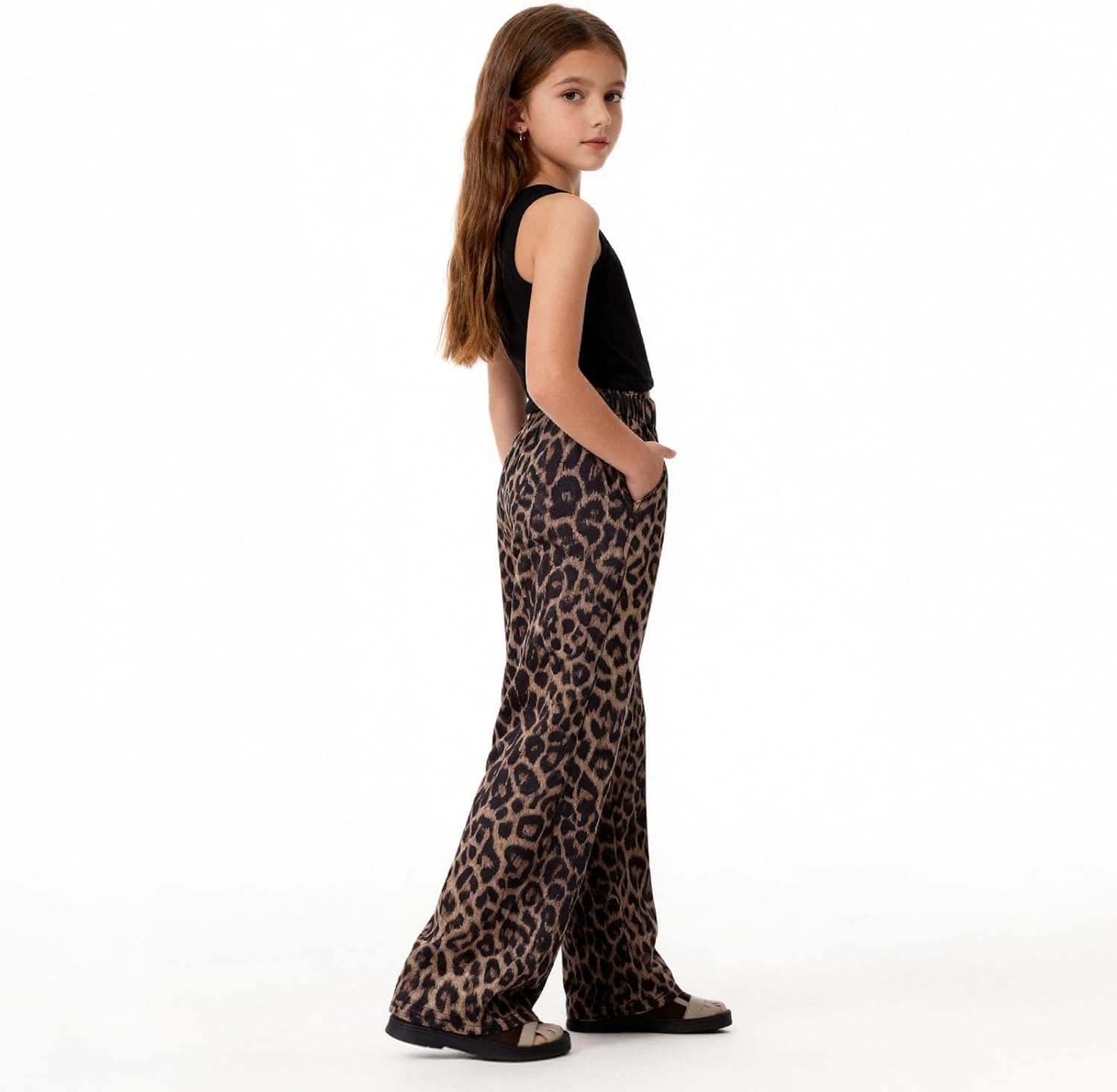 Girl's Flare Leggings High Waist Bell Bottom Pants Dance Casual Pants Kids Print Stretch Hippie Pants 7-13 Year