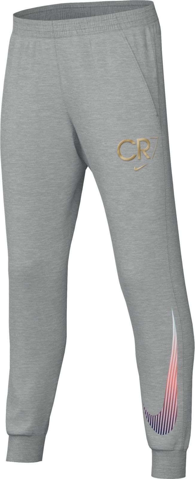 Nike Cr7 Club Fleece Football Jogger for Older Children, Lt Smoke Grey/HTR/Metallic Gold, HF4349-077, XL