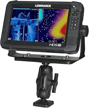 Scotty 0163 Ball-Mount Fish Finder and Universal Mounting Plate , Black , Large | 1.5 in ball for greater clamping force, top plate accepts 7-9 in fish finders, stands 6.5 in tall, black
