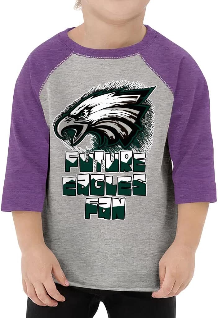 Future Eagles Fan Toddler Baseball T-Shirt - Cool Design 3/4 Sleeve T-Shirt - Graphic Kids' Baseball Tee