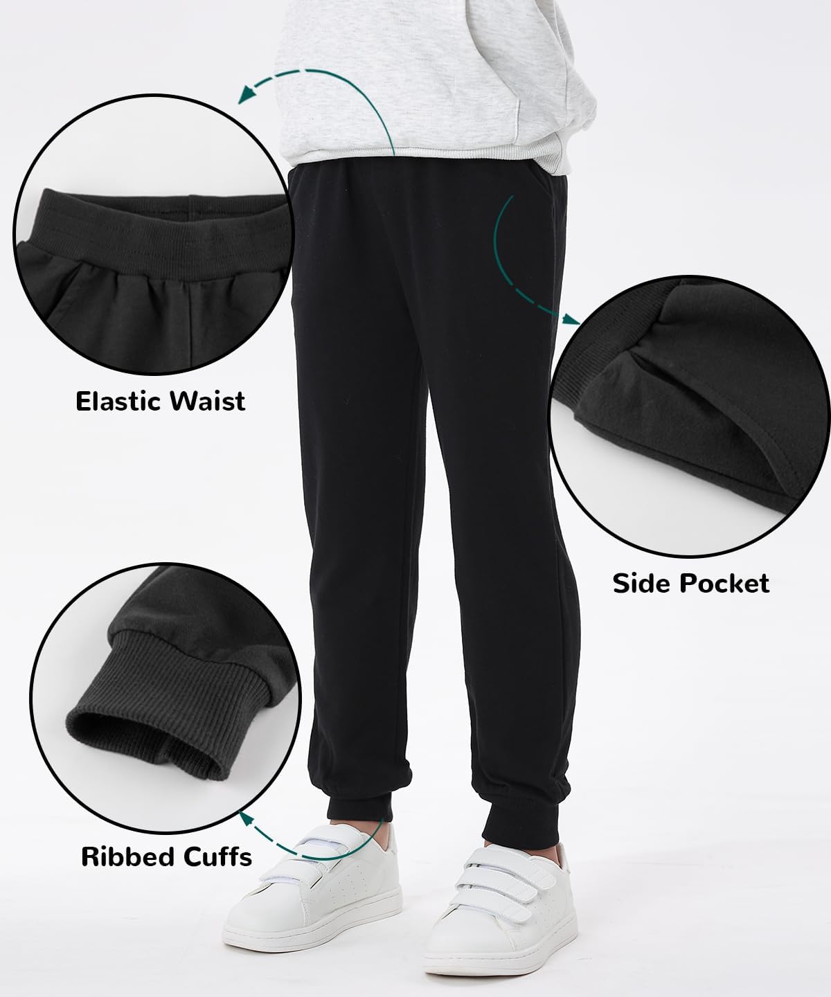 GFQLONG 2/3 Pack Toddler Pants Sweatpants Boys Cotton Joggers, Athletic Pull on Sweat Pants with Pockets for Kids Clothes - Image 4