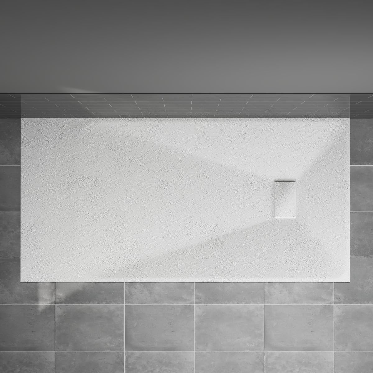 Rectangle Shower Tray 1800x900mm Bathroom SMC Slip-Resistant Flat Shower Base for Shower Enclosure Cubicle and Wetroom White