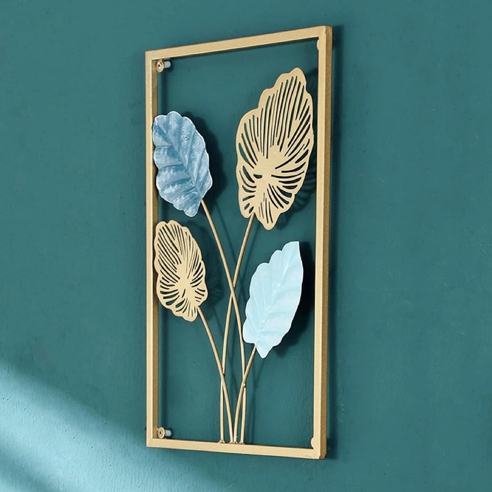 Set Of 3 Gold Leaf Metal Wall Art Decor – Modern Iron Wall Sculpture For Living Room, Bedroom, Office