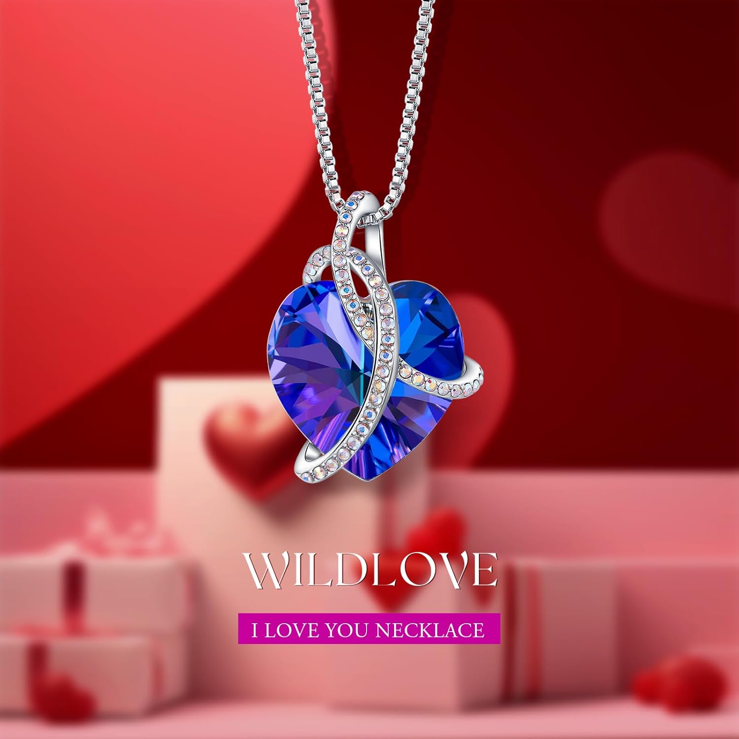 WILDLOVE Preserved Real Purple Rose with Heart Necklace, Forever Flowers Gifts for Mom Grandma Wife Girlfriend at Christmas, Valentines, Mothers Day, Anniversary or Birthday Gifts for Women - Image 3