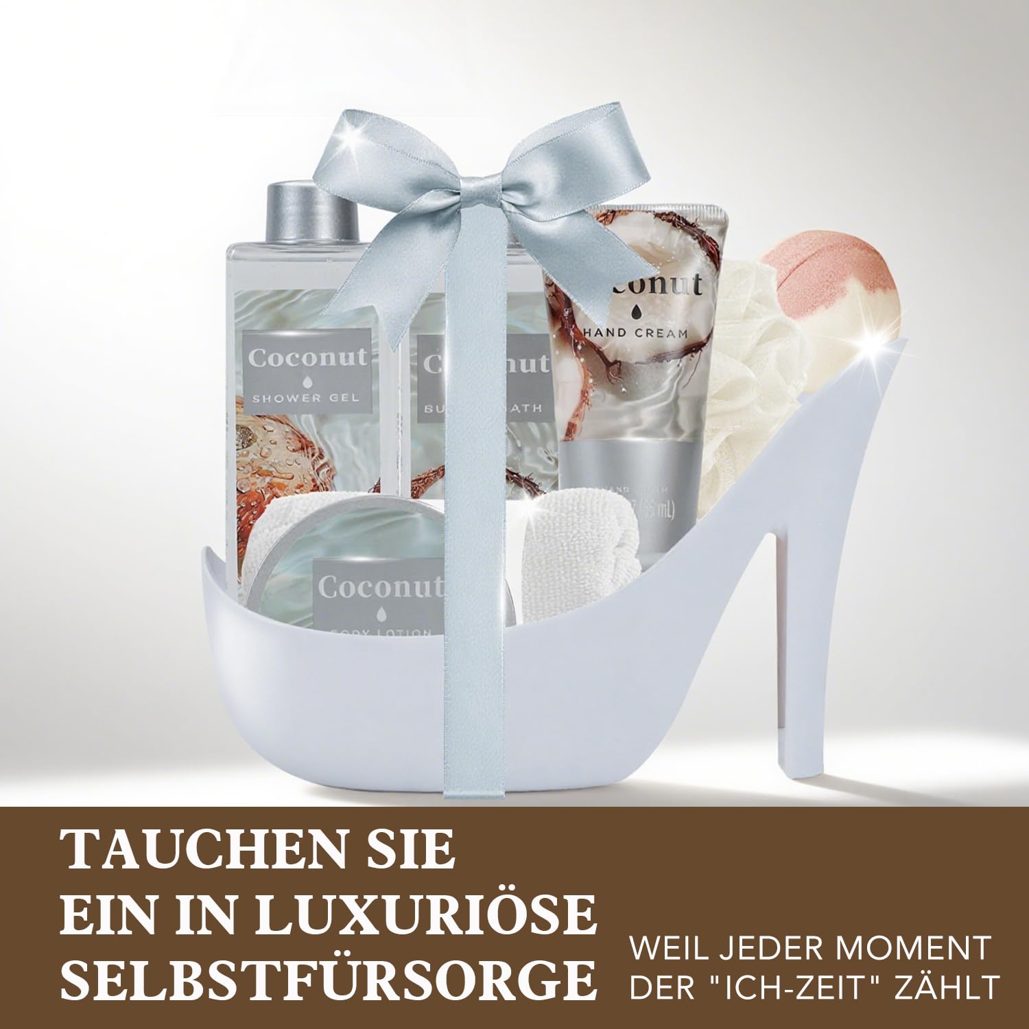 SPA LUXETIQUE Beauty Set per donne,8PC Regalo Donna Compleanno, Cocco Profumo Spa con Gel Doccia, Regali San Valentino per Lei,Set Regalo per il Bagno,Set Benessere per Donne, Regalo Festa della Mamma