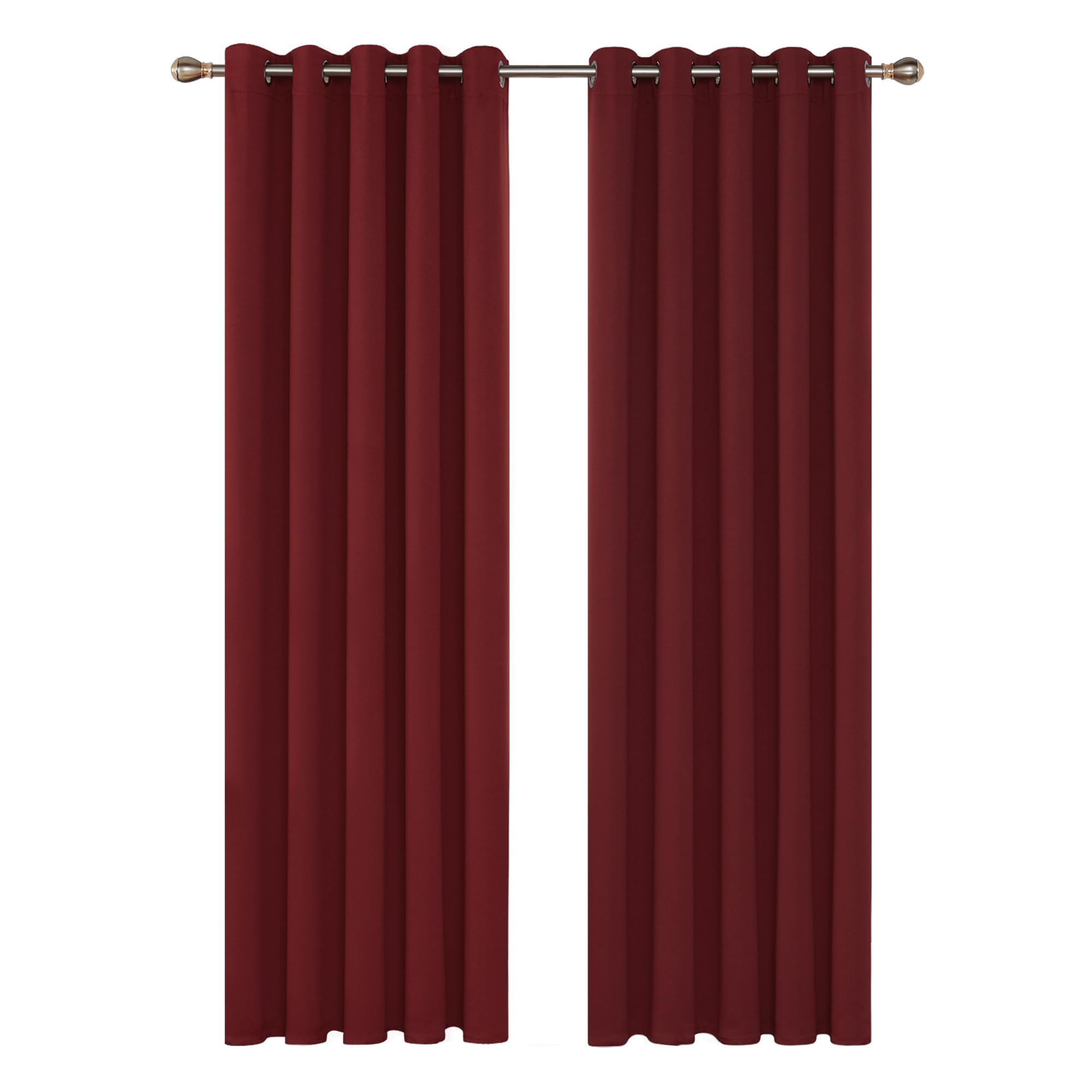 Deconovo Tende Natalizie Oscuranti per Interni 2 Pezzi 229 CM Altezza, Termiche Isolanti, Anti-Rumore, con Anelli, Ideali per Camera da Letto e Soggiorno, 168x229 CM, Rosso Scuro