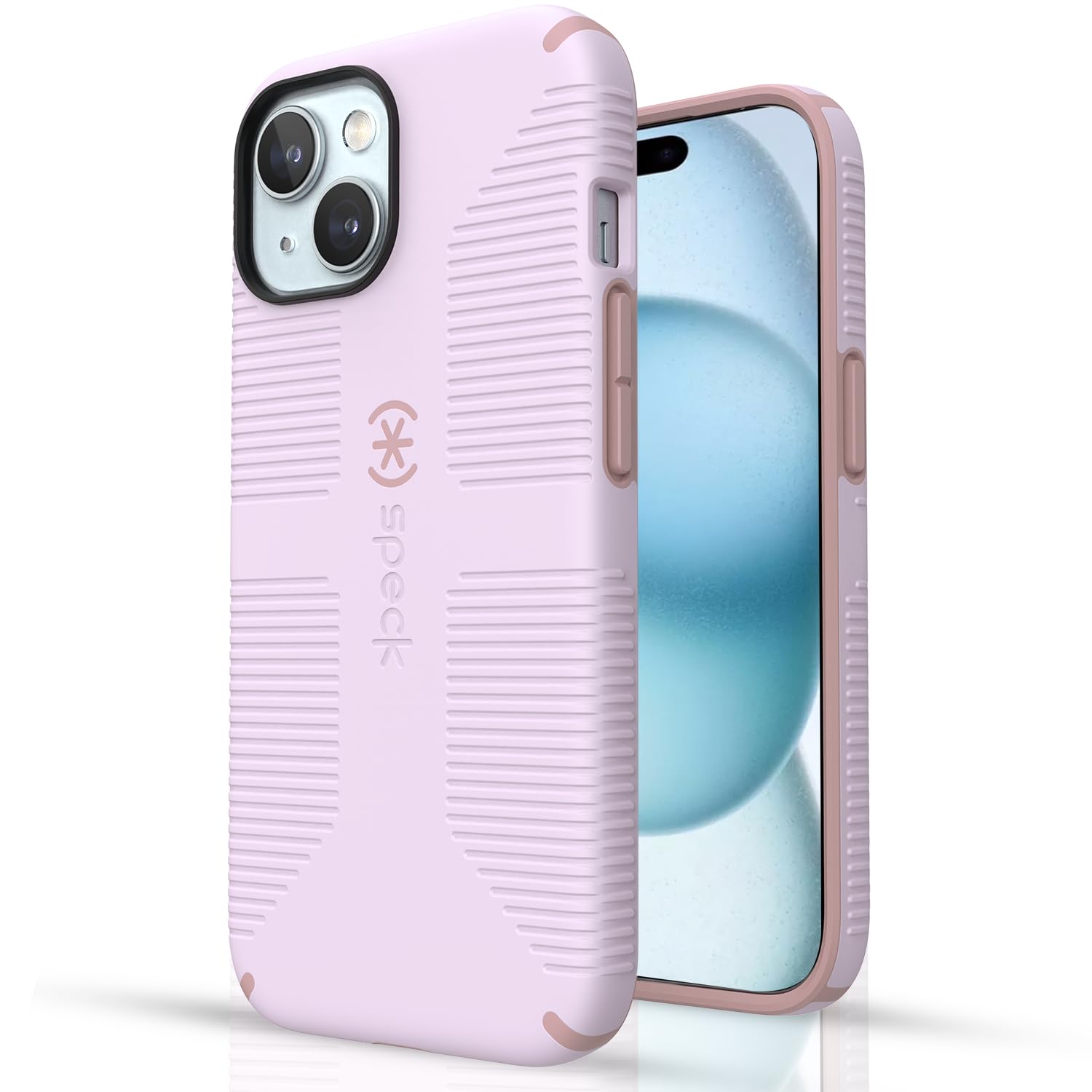 Speck iPhone 15 Plus Case - Built for MagSafe, Drop Protection Grip – iPhone 15 Plus iPhone 14 Plus - Scratch Resistant, Soft Touch, 6.7 Inch Phone Case - CandyShell Grip Soft Lilac/Carnation Petal