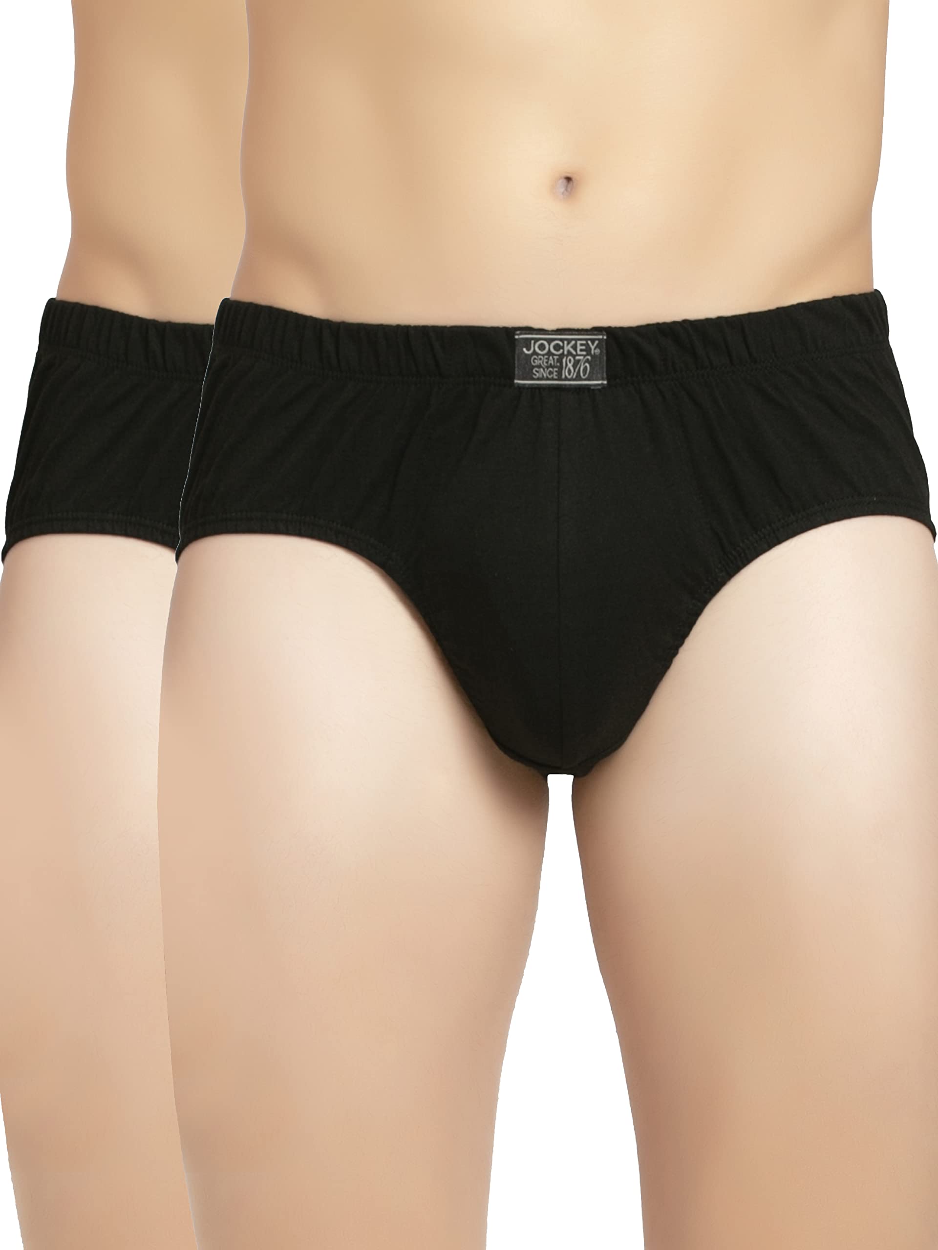 Jockey8035 Men's Super Combed Cotton Solid Poco Brief with Ultrasoft Concealed Waistband (Pack of 2)