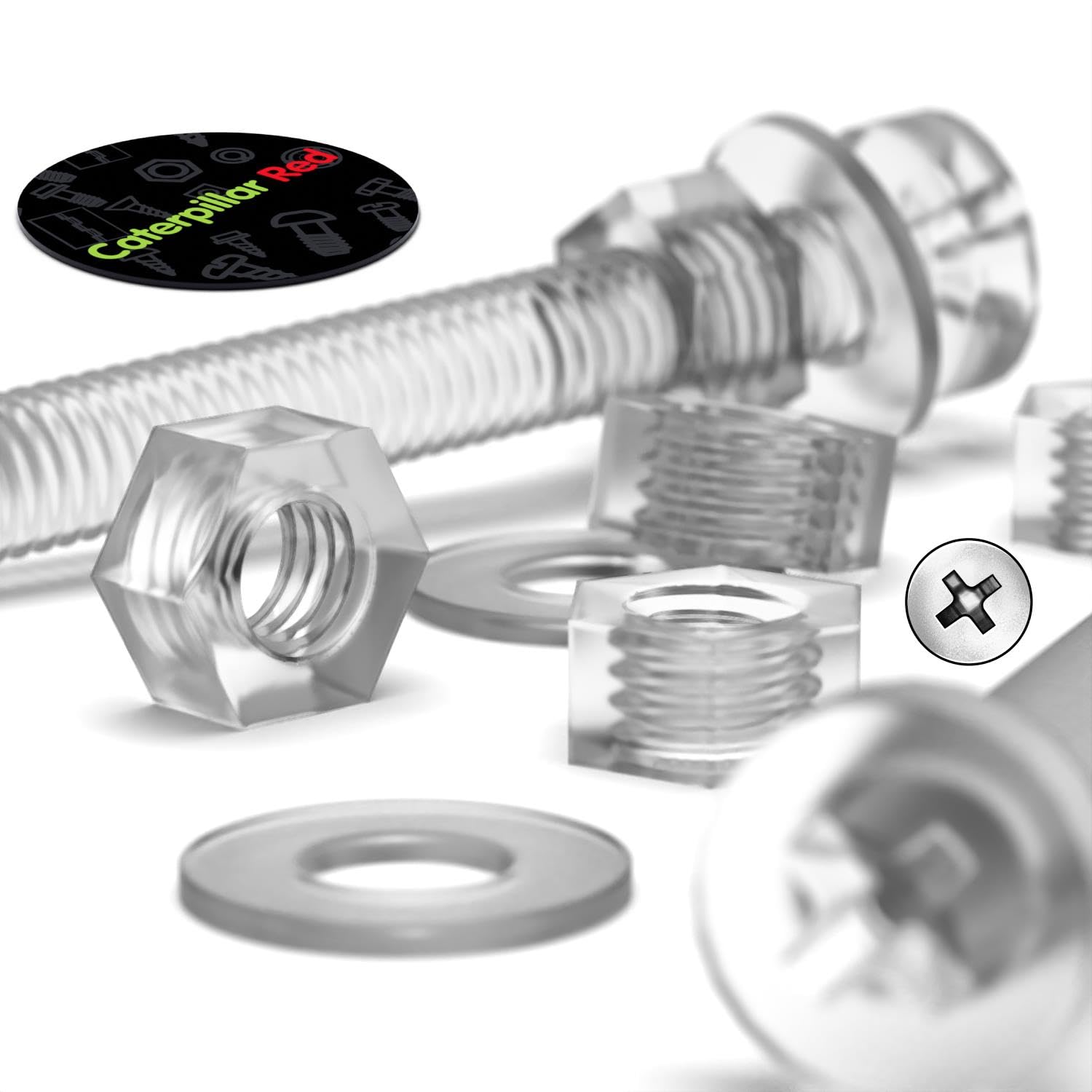 60x Clear Acrylic/PC Pan Cross Head Screws, Nuts, Bolts & Washers