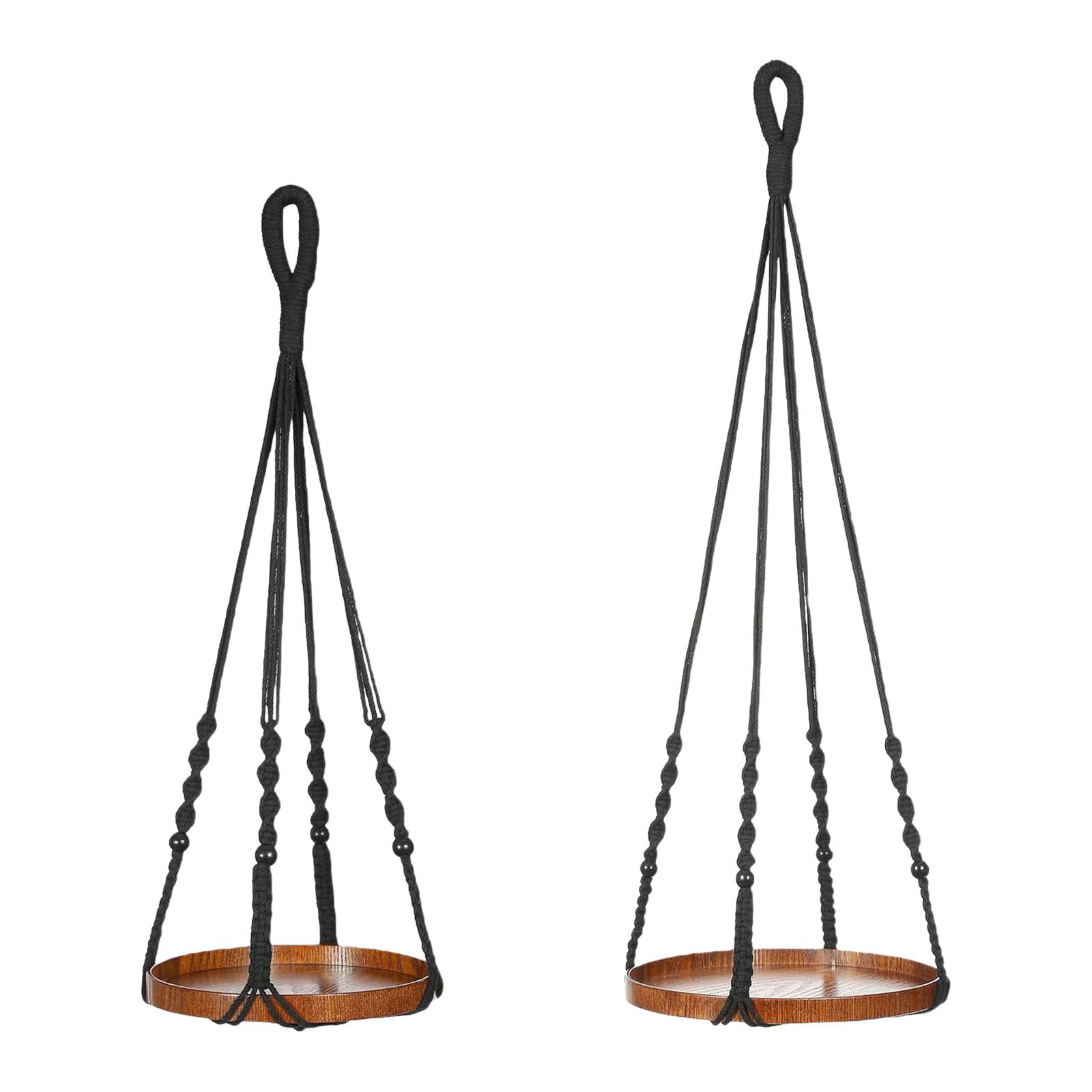Kaeltsyn Wall Mounted Planter Basket Cotton Rope with Wooden Base for Garden Indoor Outdoor Decor Indoor Gardening Basket