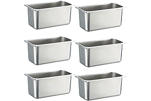 6-Inch Deep 1/3 Pans Restaurant Catering Buffet Trays (Set of 6)
