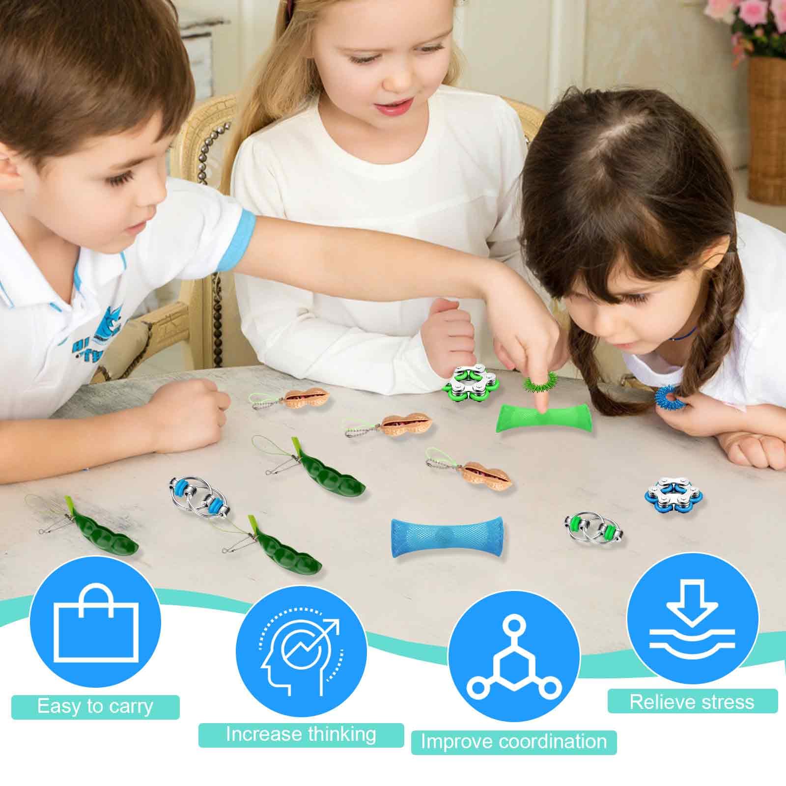 Diffaxy Lot De 5 Jouets Anti-stress Et Fidget - Amovibles Et Malléables - Couleurs Variées - Pour Enfants Et Adultes - Soulage Tension Et Anxiété - Idéal Bureau Et école