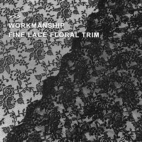 Finecity Black Lace Curtains 63 Inch Length, Rose Floral Black Sheer Lace Curtains For Bedroom, Privacy Vintage Lace Curtains For Windows, Scalloped Lace Curtains Set Of 2 Panels, 52 X 63 Each, Black #TOP5