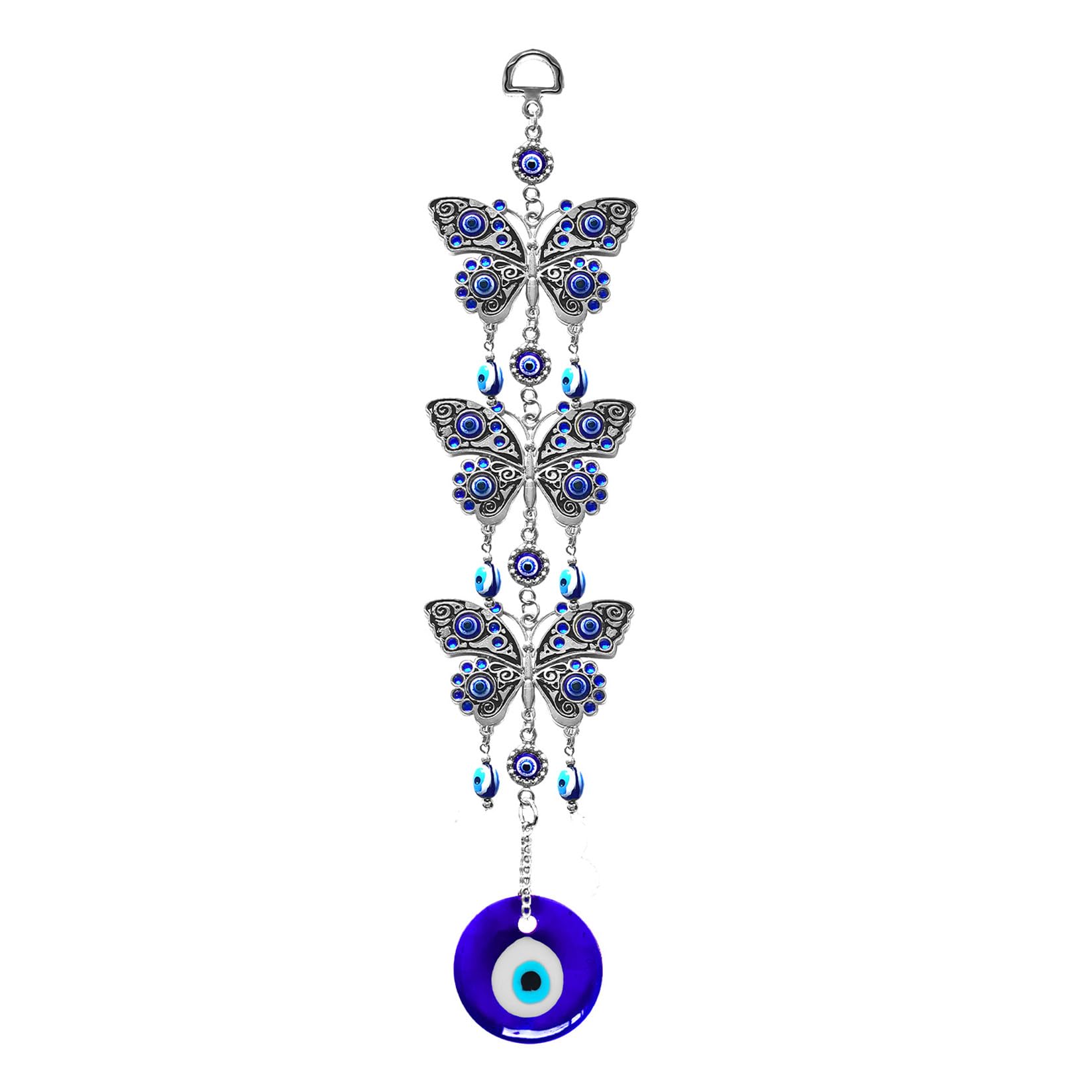 Blue Evil Eye Butterfly Hanging Decoration Nazar Amulet Wall Hanging Home Protection and Blessing Decor (Butterflies)