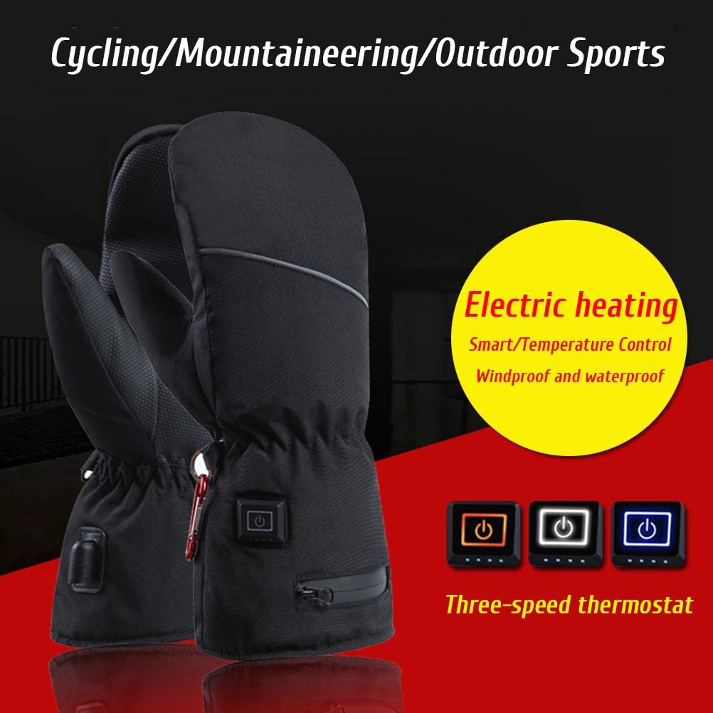 Manoplas térmicas para hombre y mujer, 2600 mAh, eléctricas, recargables, impermeables, guantes de esquí, guantes térmicos, para pantalla táctil, antideslizantes, forradas con forro polar,
