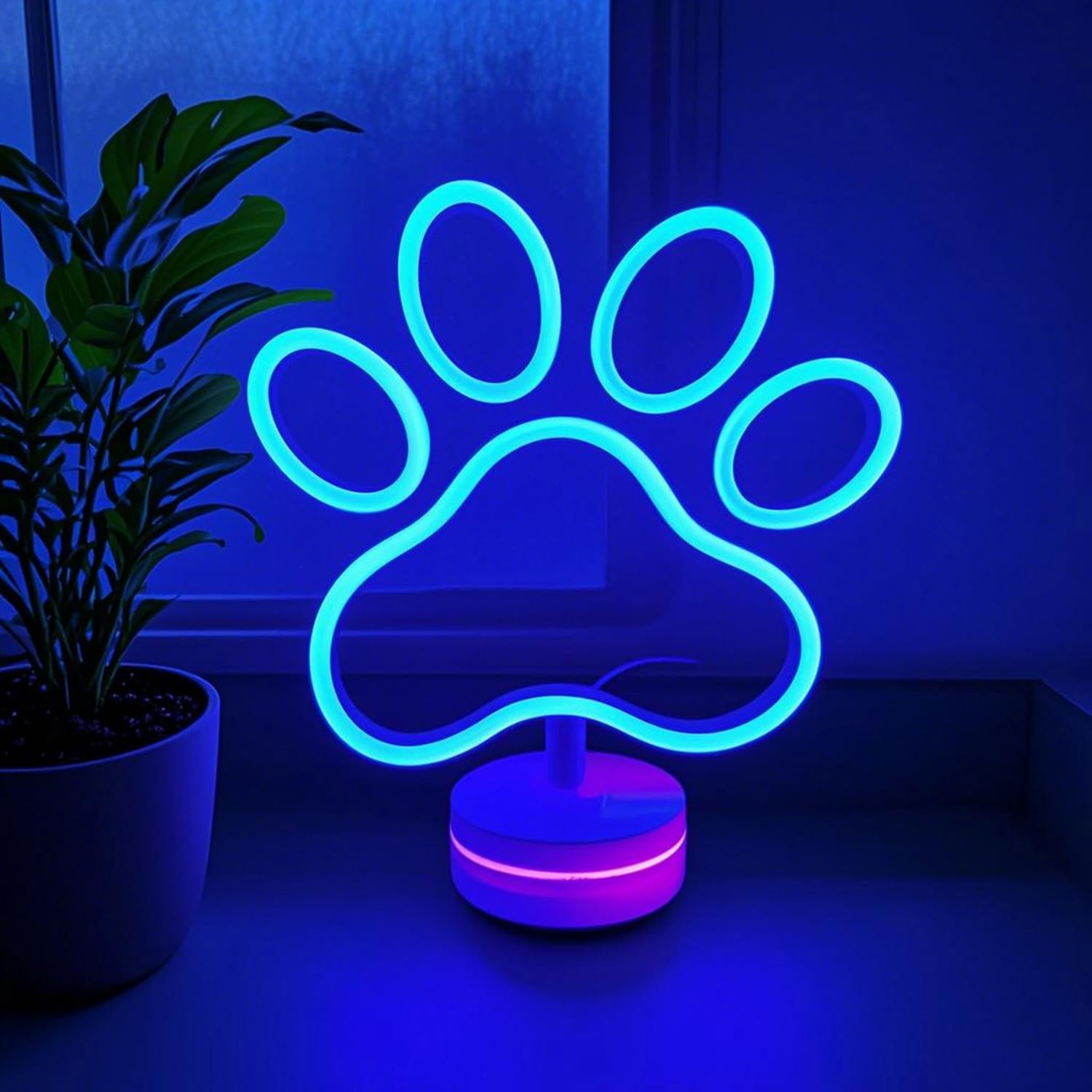 HFHungkeong Dog Paw Neon Sign Lamp with Standable Base and Touchable Switch, USB or 3 AA Battery Powered LED Custom Neon Dog Signs for Bedroom Wall and Room Decor, Man Cave Party, Birthday — image 1